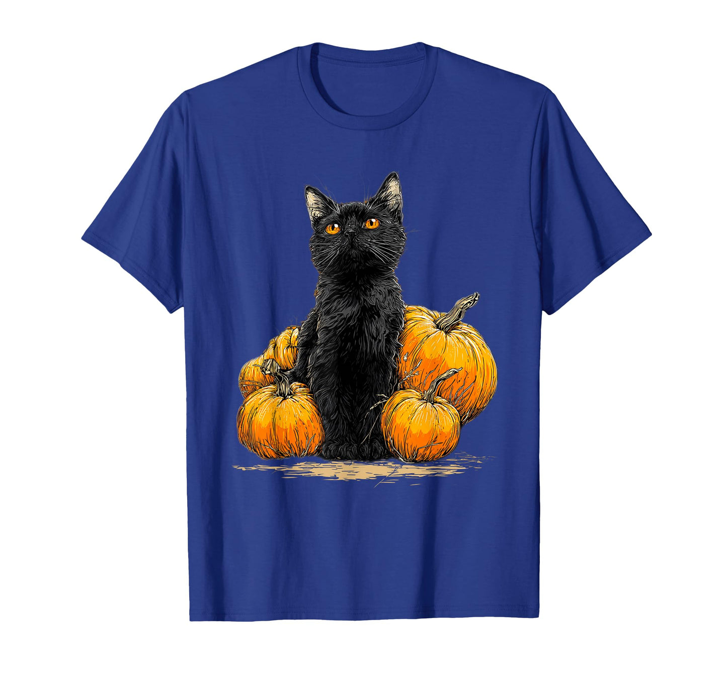 Retro Black Cat Halloween Pumpkin Costume for Women Men Kids T-Shirt