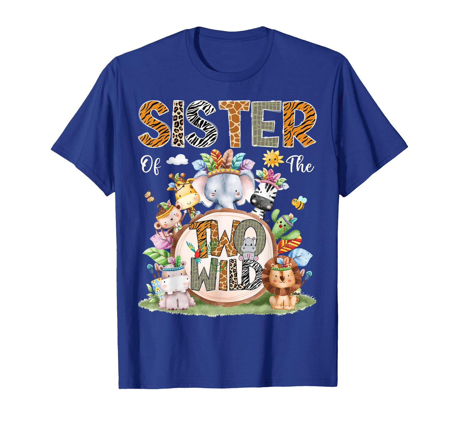 Sister Of The Two Wild 2Nd Birthday Animal Safari Tribal T-Shirt