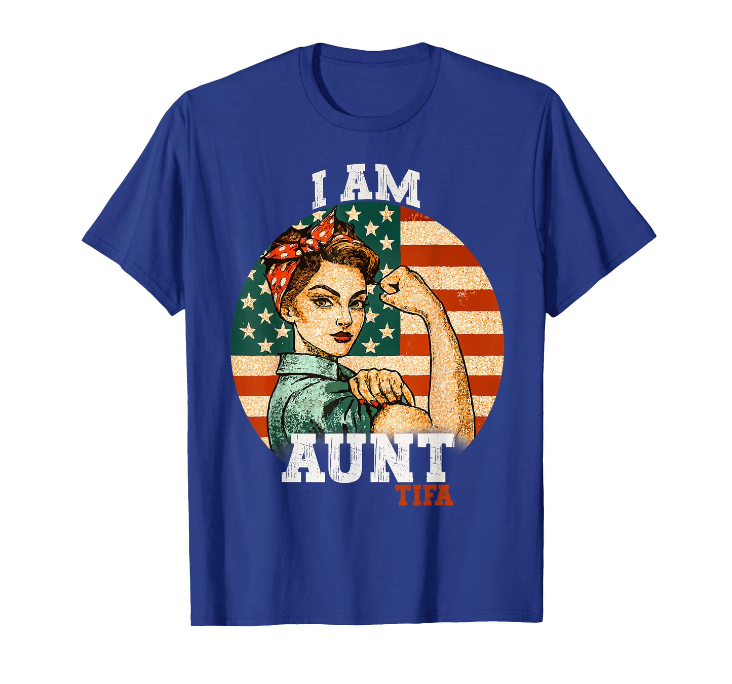 Vintage I Am Aunt Tifa Woman's Girl America Flag Design T-Shirt