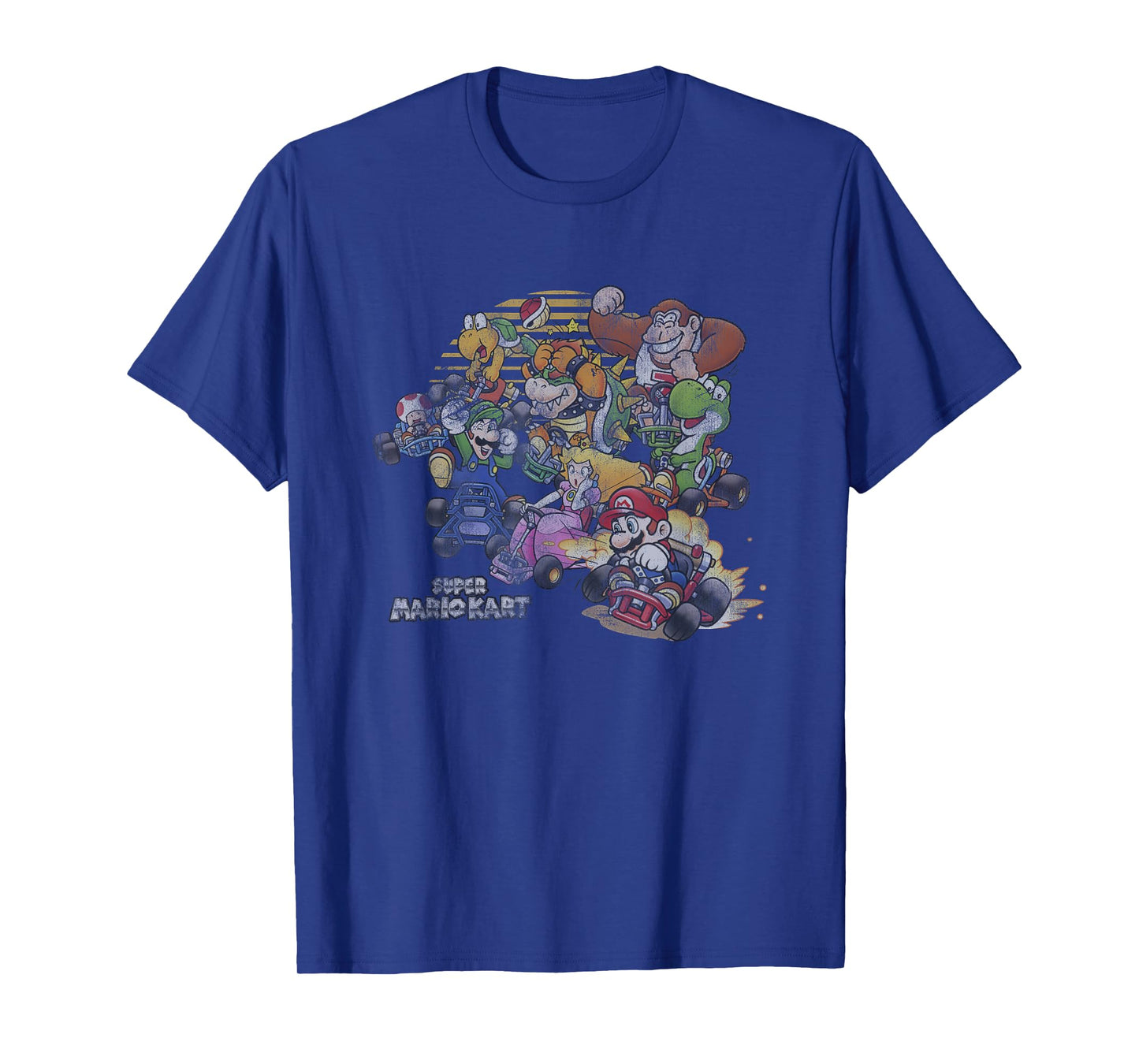 Super Mario Kart Sunset Racing Group Shot Distressed T-Shirt