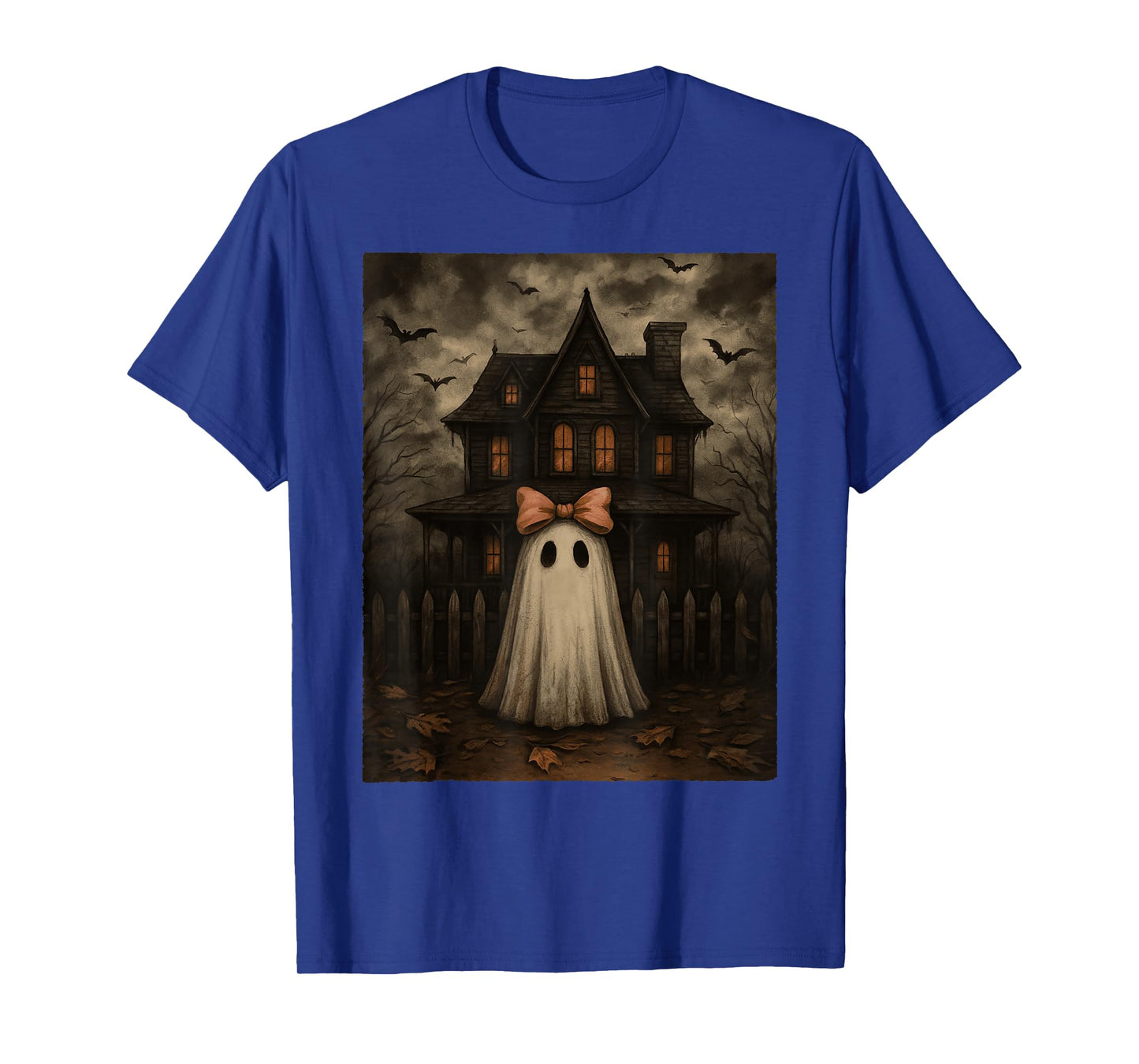 Vintage Spooky Scary Ghost Haunted House Midnight Halloween T-Shirt