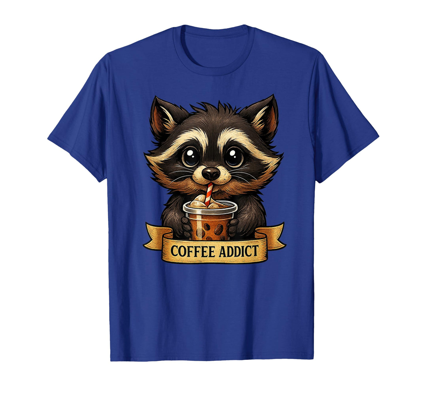 Cute Raccoon Drink Coffee Funny Gifts for Men Women Teen Kid T-Shirt