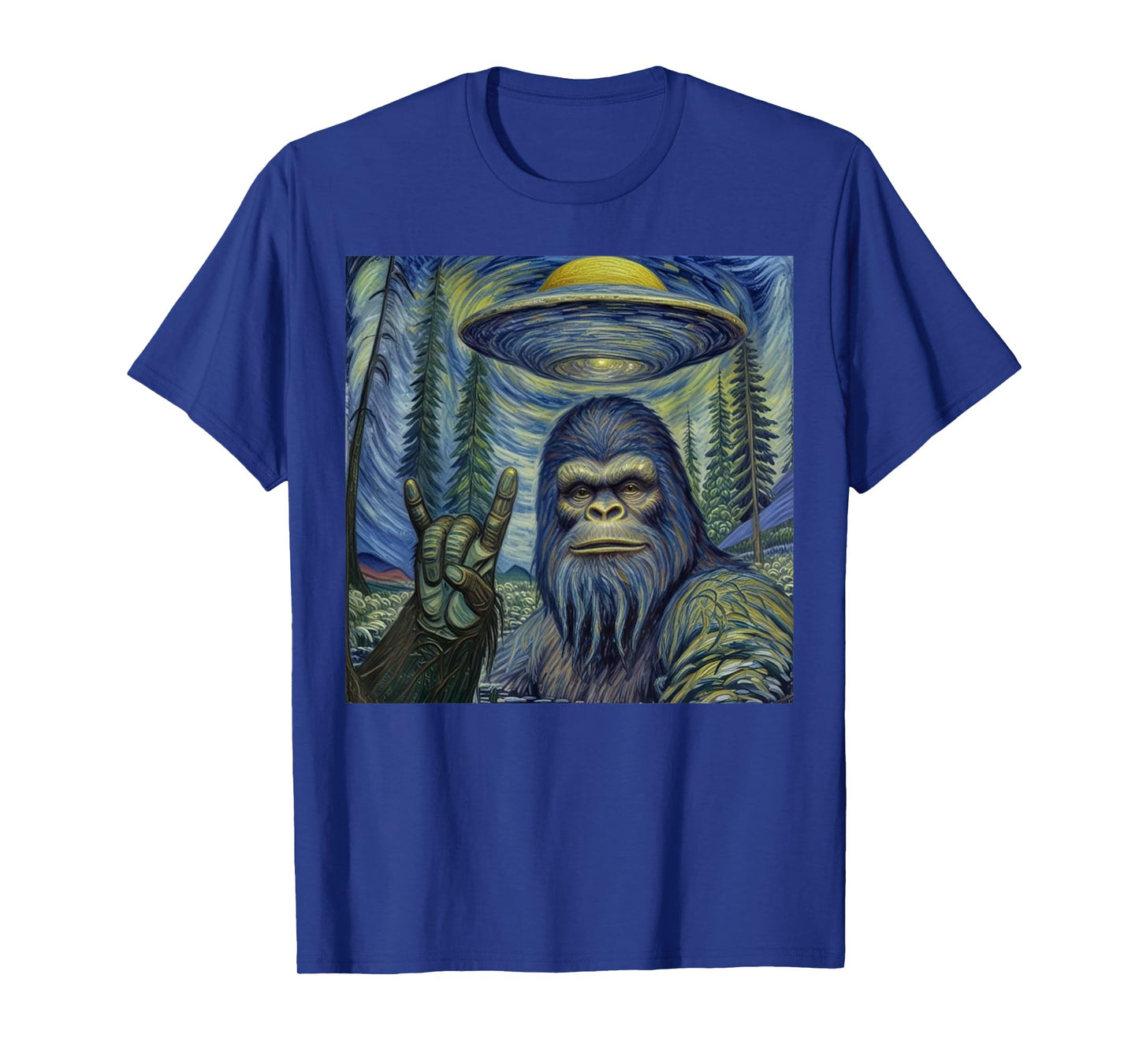 Bigfoot Starry Night Van Gogh Bigfoot Lover For Mom Dad Kids T-Shirt