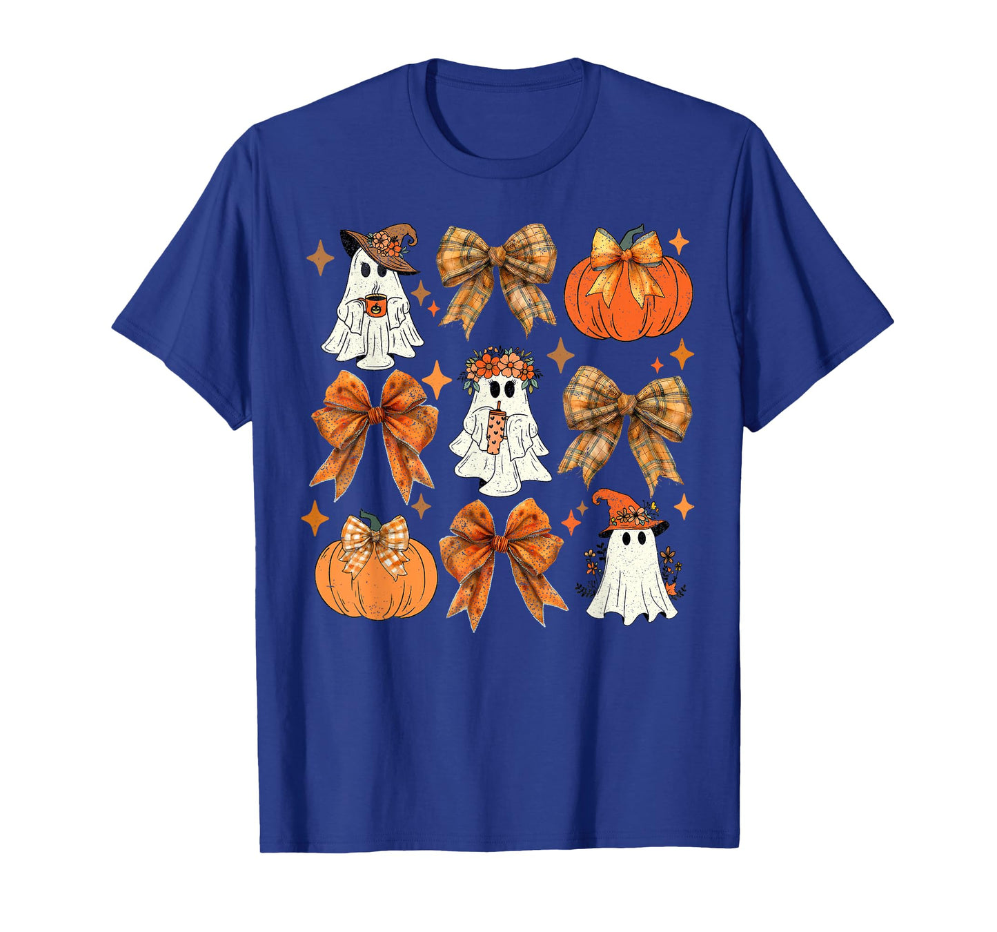 Funny Halloween Fall Coquette Bow Pumpkin Cute Ghost Costume T-Shirt