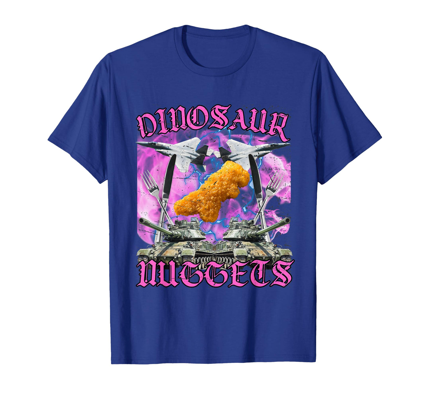 Funny Dinosaur Chicken Nugget Bootleg Hardcore Flames Meme T-Shirt