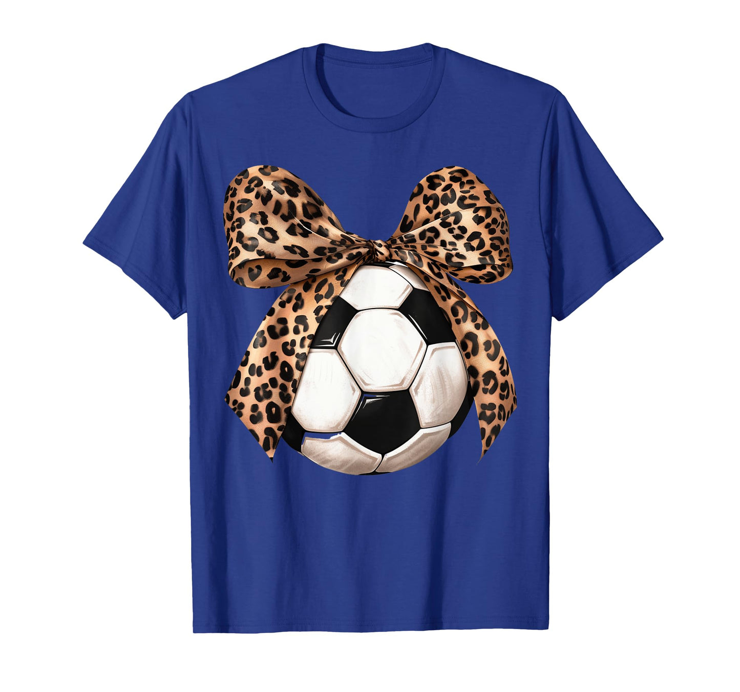 Girls Soccer Coquette Bow Leopard Cheetah Print Daughter T-Shirt