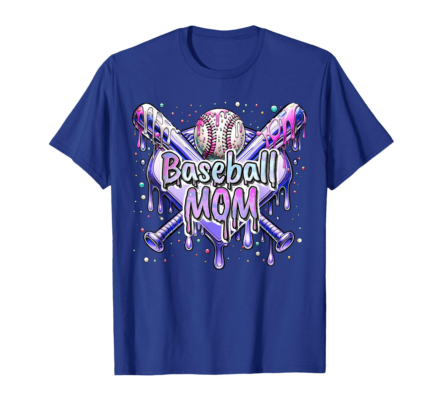 Baseball Mom Bat Ball Base Drip Themed Sports Mother's Day T-Shirt
