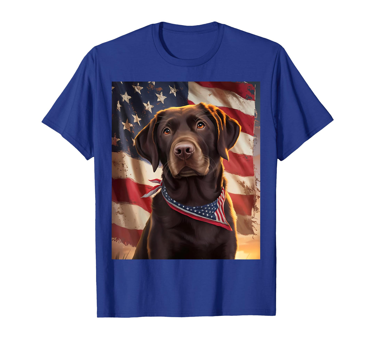 American Flag 4th of July Dog American Chocolate Labrador T-Shirt