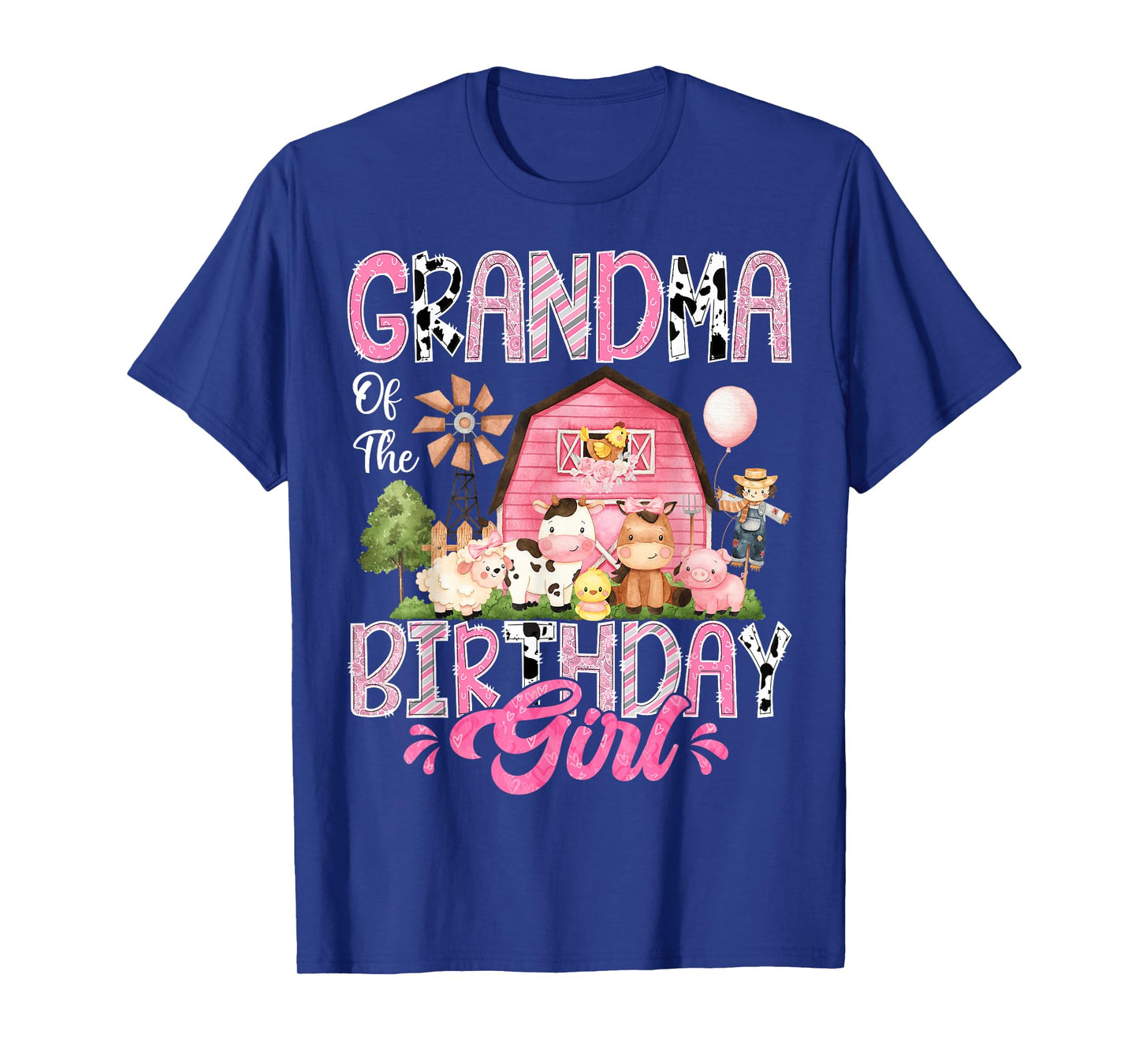 Grandma Of The Birthday Girl Pink Farm Cow First Birthday T-Shirt