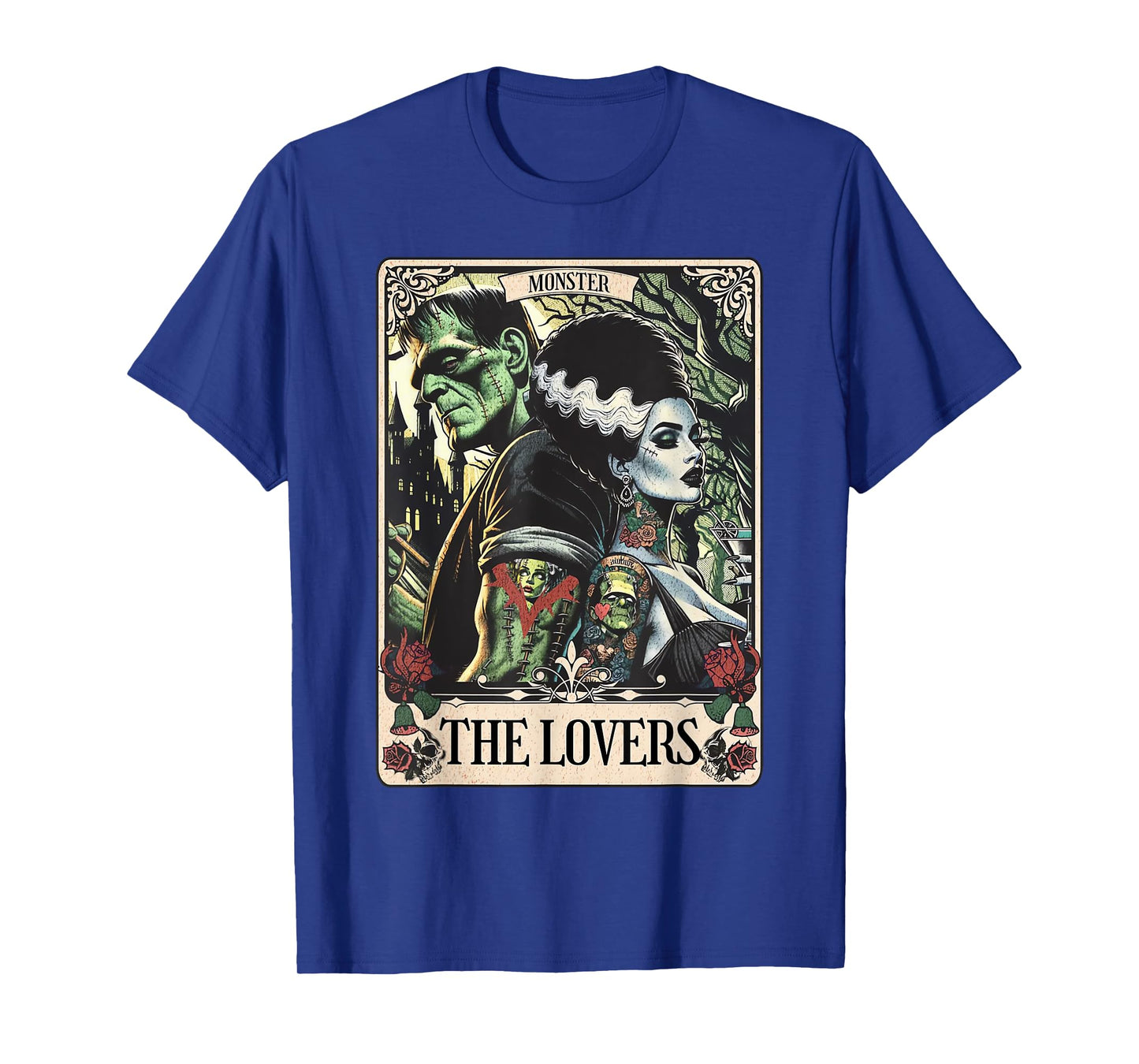 The Monster Frankenstein And Bride The Lovers Tarot Card T-Shirt