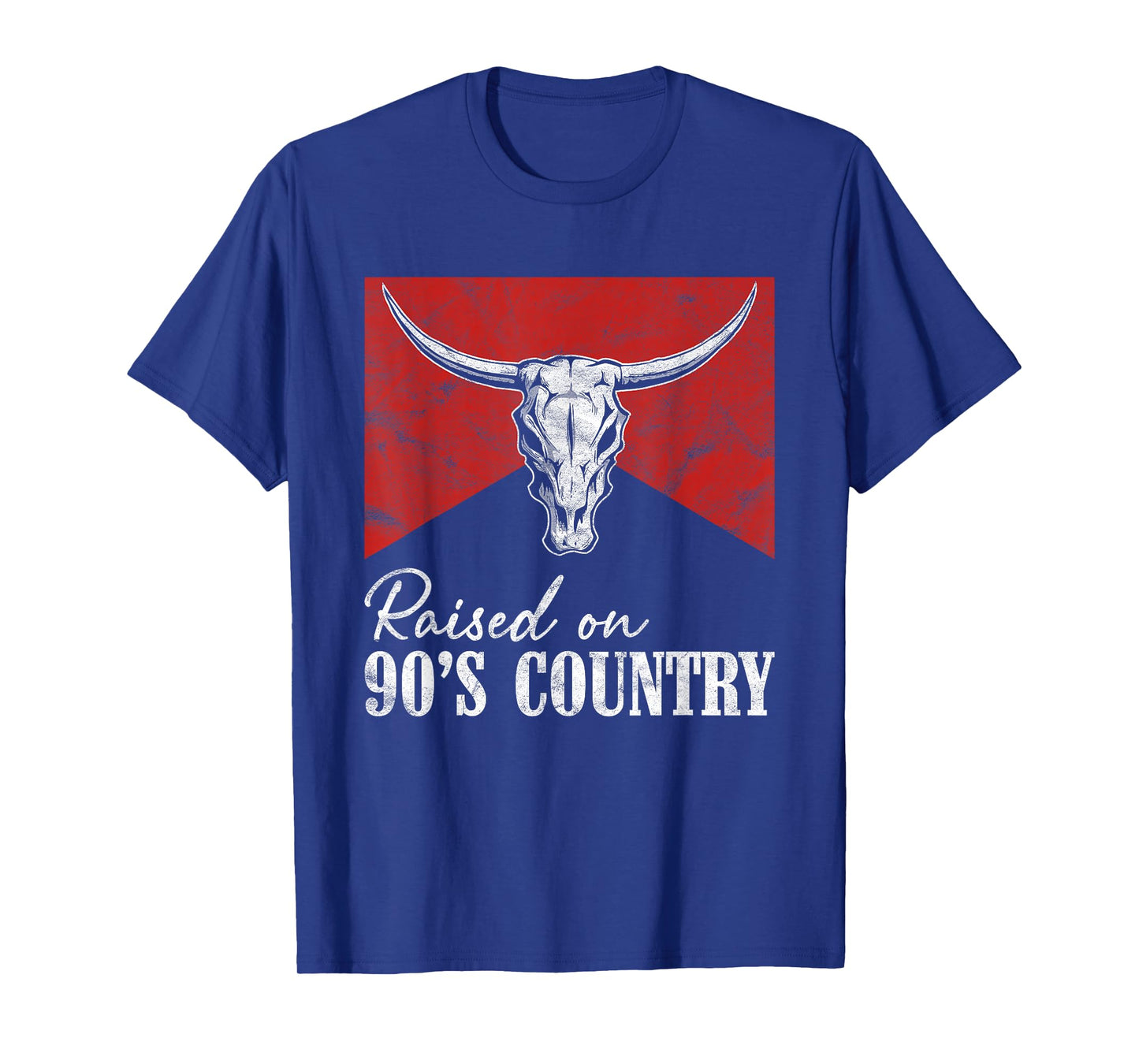 Raised On 90's Country Music Vintage Western Bull Skull T-Shirt