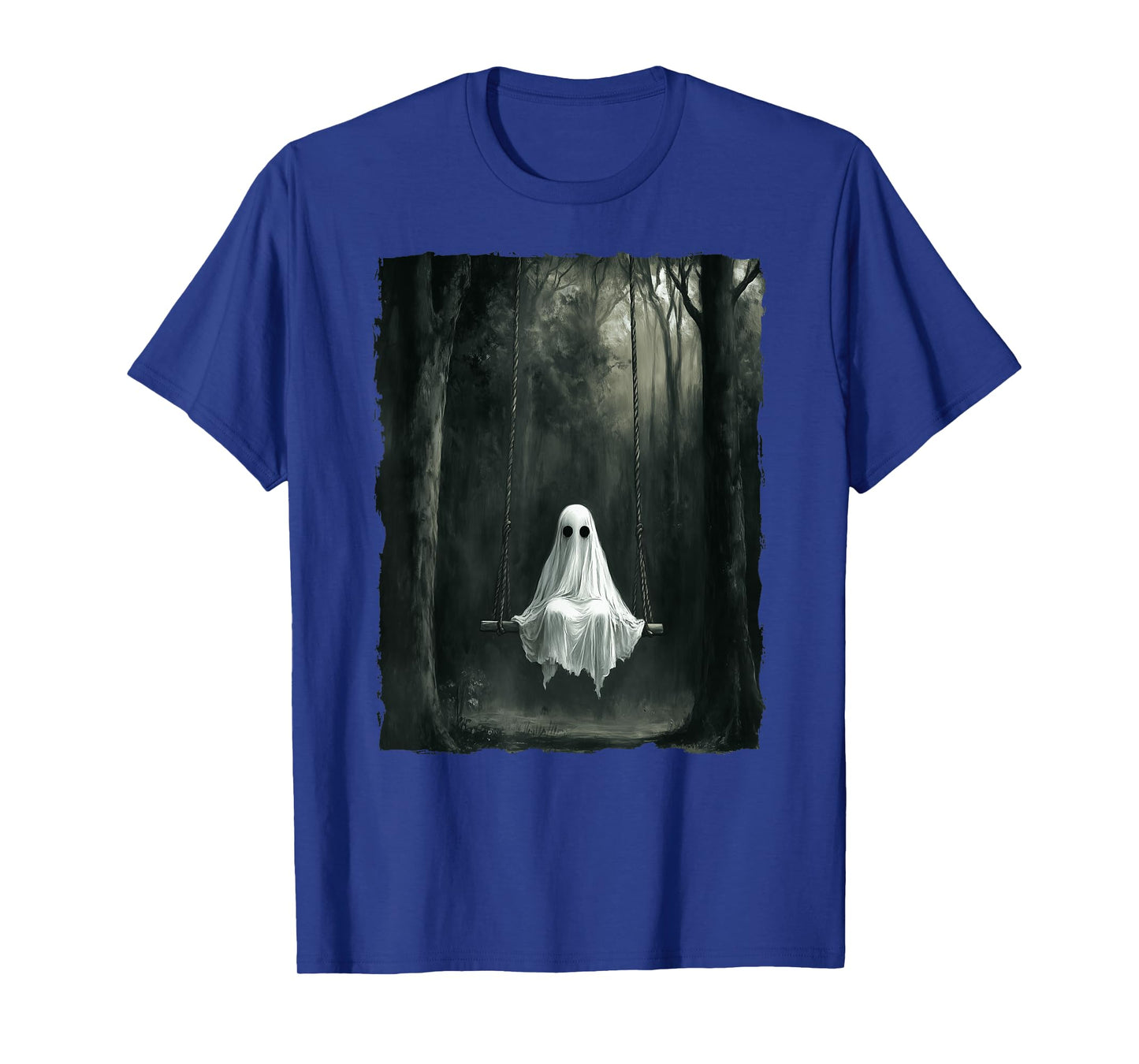 Vintage Floral Ghost On Swing In Forest Spooky Halloween T-Shirt