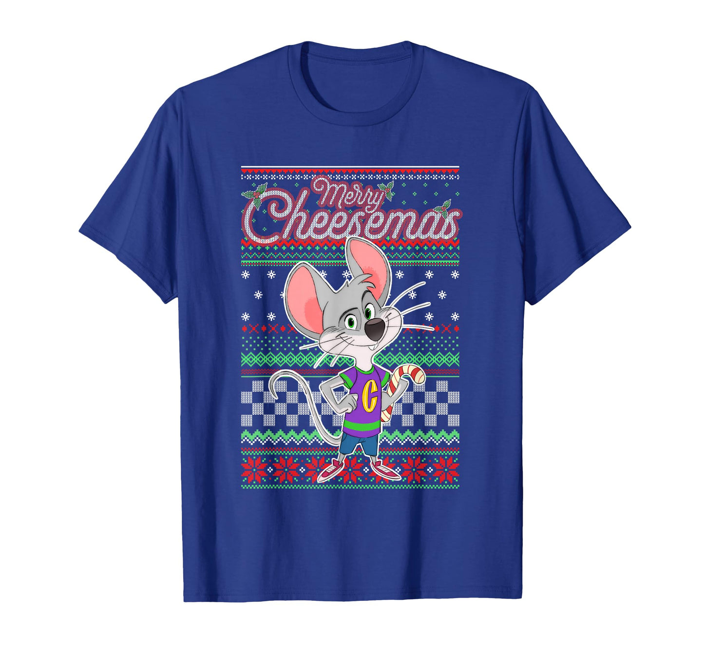 Chuck E. Cheese Christmas Merry Cheesemas Ugly Sweater T-Shirt