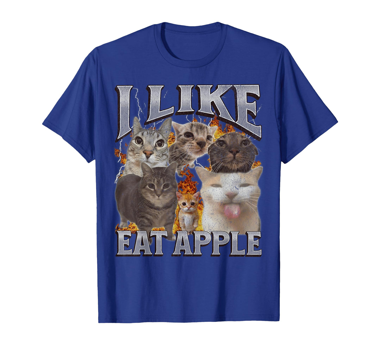 I Like Eat Apple Funny Cat Meme Bootleg Graphic Men Women T-Shirt