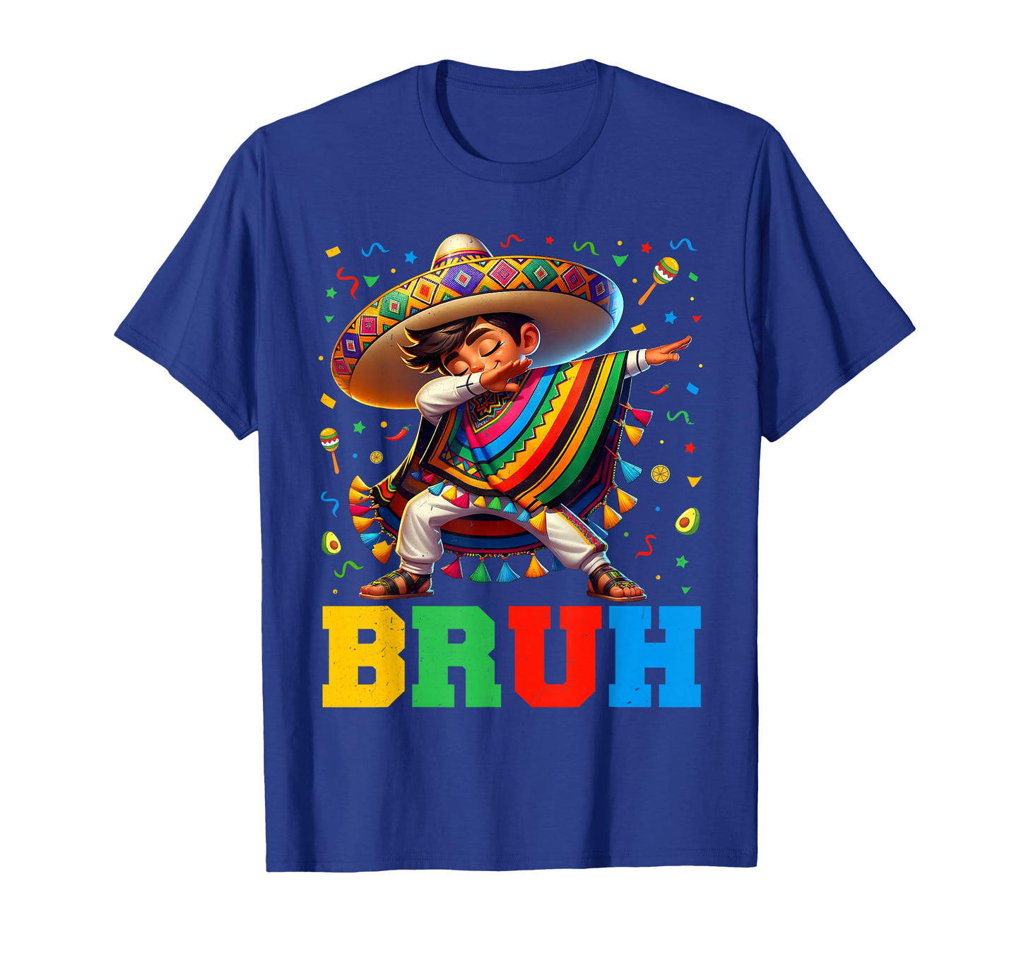 Mexican Boy Dabbing Bruh Poncho Cinco de Mayo Men Boys Kids T-Shirt
