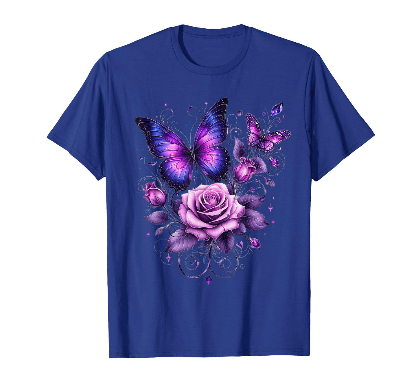 Beautiful Butterfly Purple Rose Butterfly Lovers Gifts Women T-Shirt