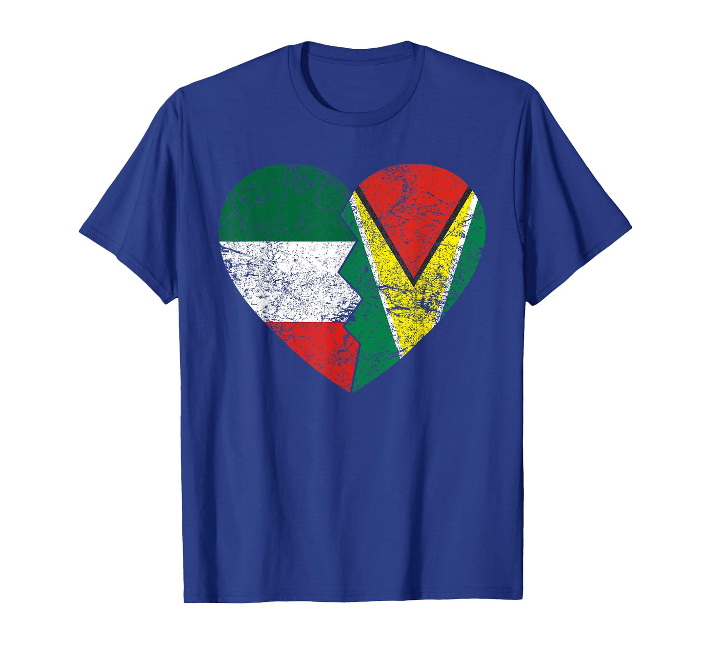 Guyanese Italian Flags Heart | Italy Guyana Roots Vintage T-Shirt