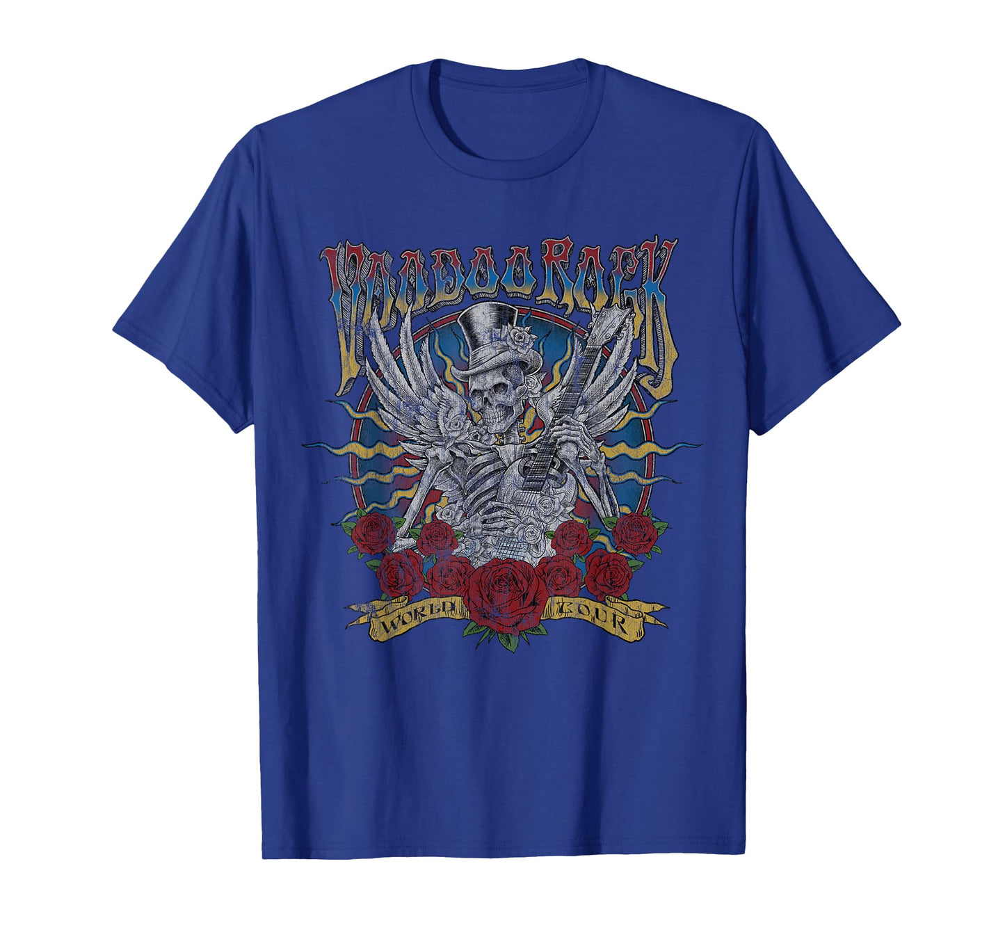 Voodoo Rock Faded Concert Band Tee Music Festival Guitar T-Shirt