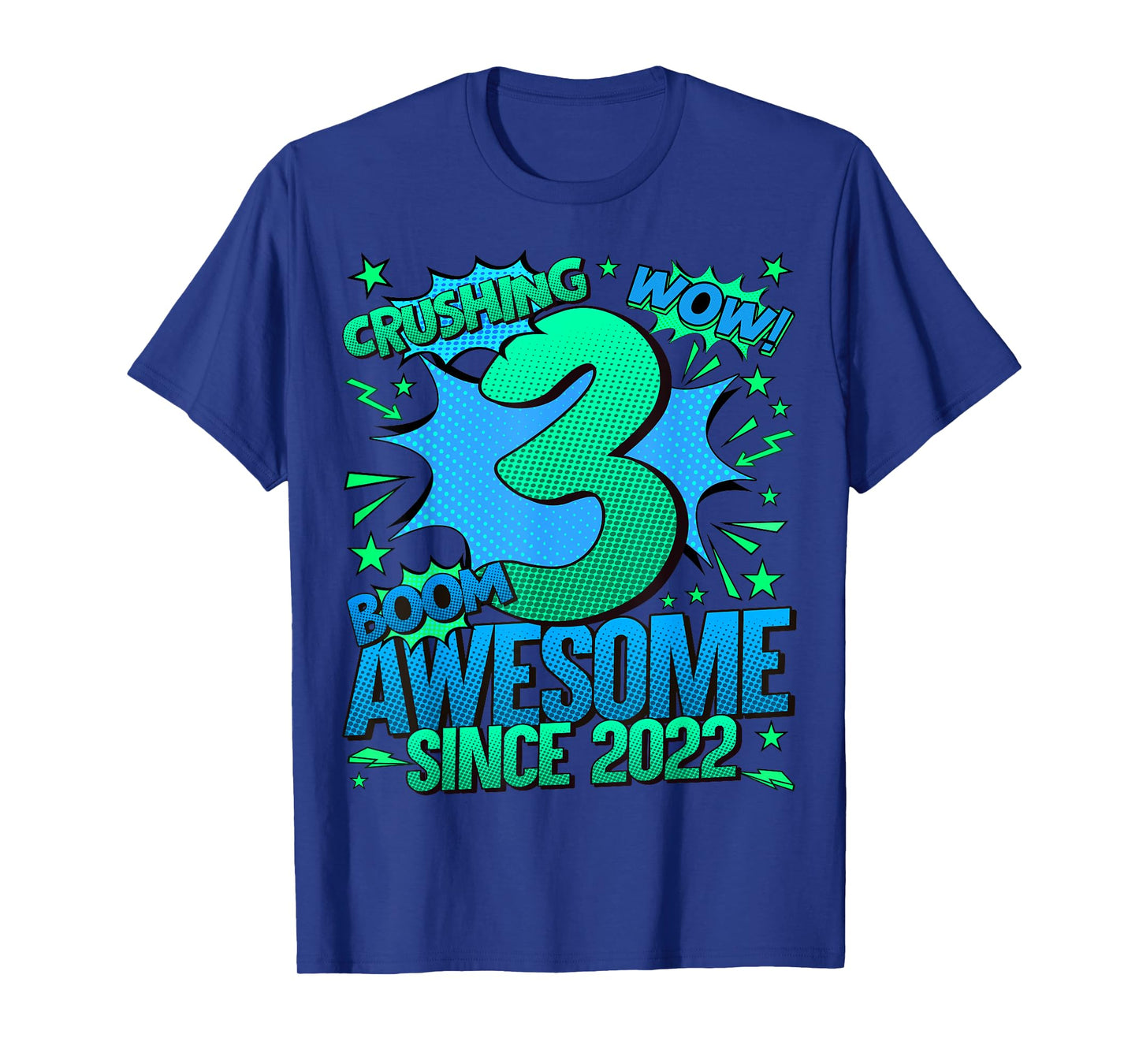 Comics Style 2025 Birthday Gifts HH 3 Year Old Boy Black T-Shirt