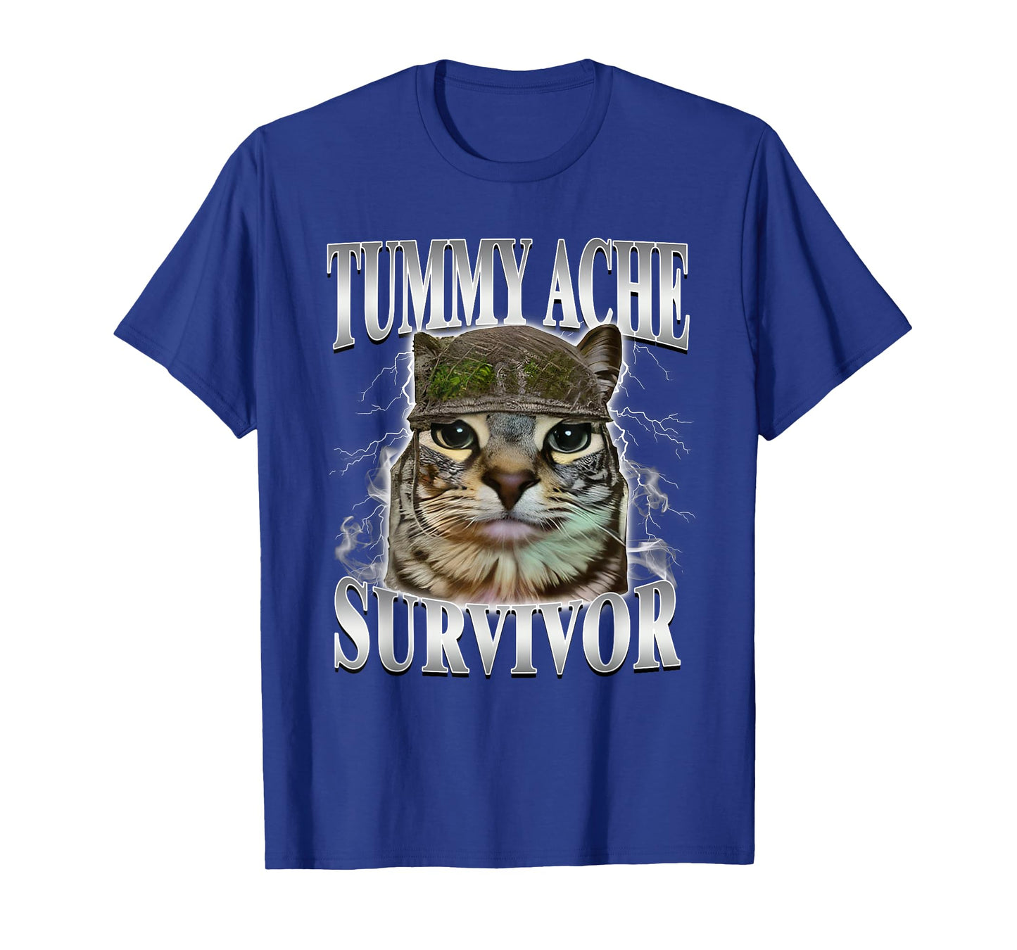 Tummy Ache Survivor Funny Cat Meme T-Shirt