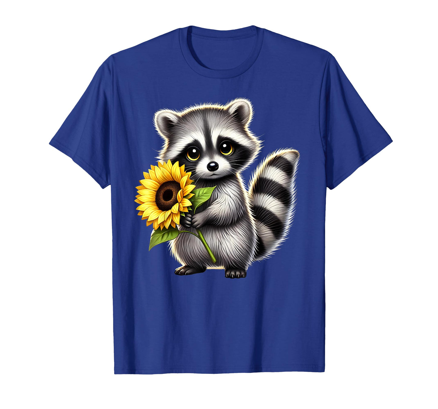Raccoon Holding Sunflower Cute Flower Mothers Day T-Shirt