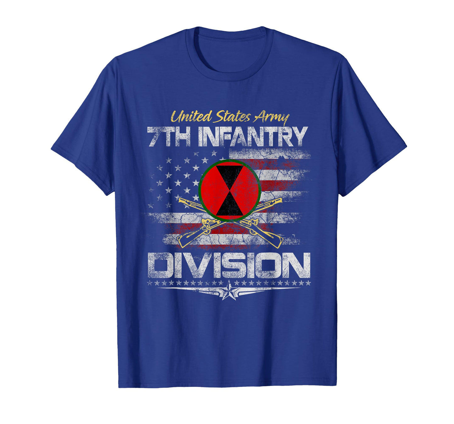 Vintage USA 7th Infantry Division Veteran Flag Veterans Day T-Shirt