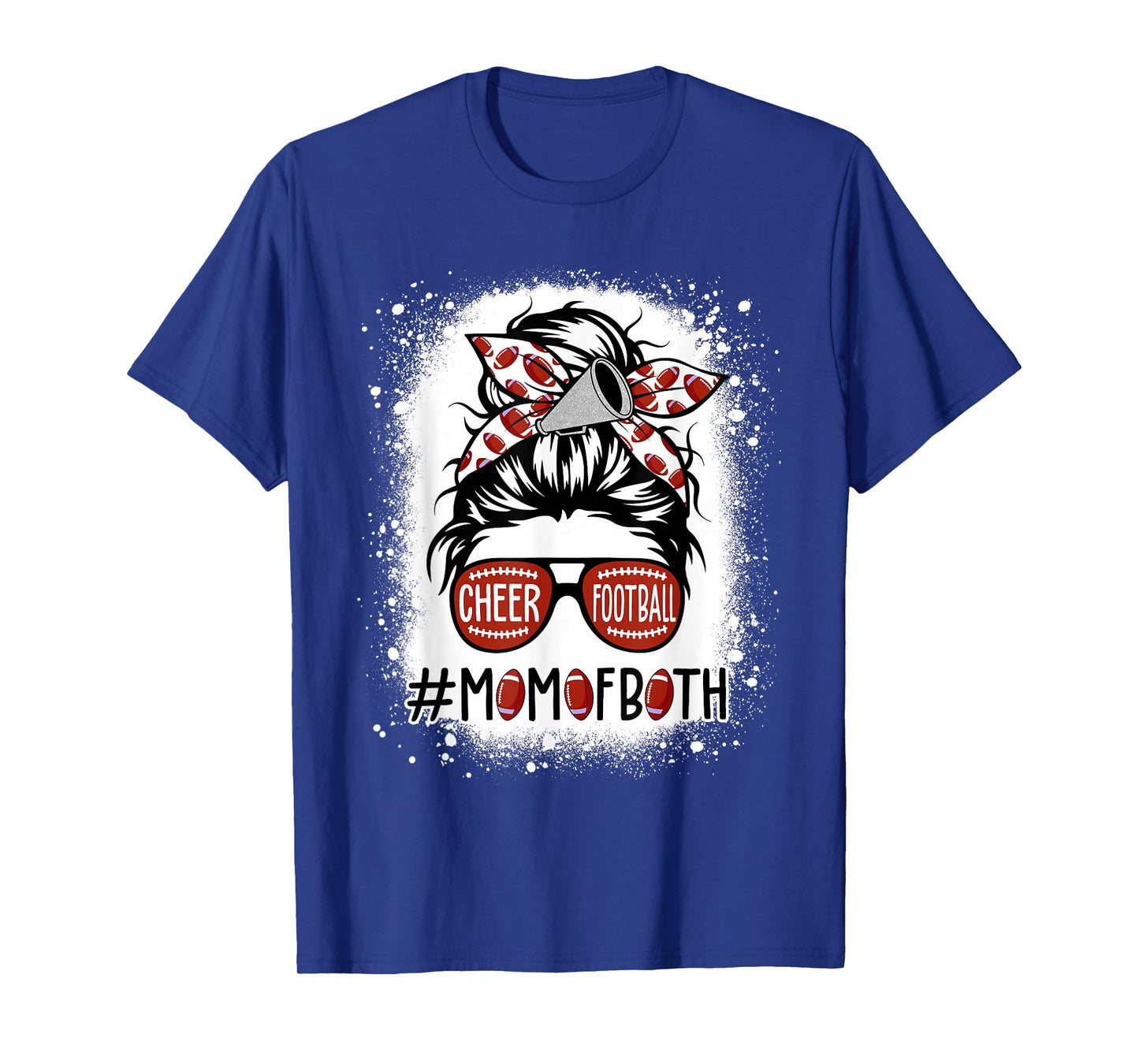 Cheer Football Cheerleading Mom Of Both Messy Hair Bun T-Shirt