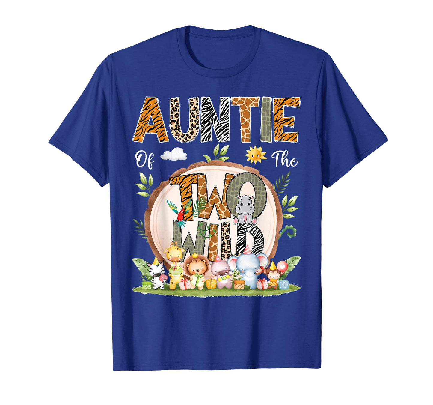 Auntie Of The Two Wild Animal Safari 2Nd Birthday Party T-Shirt