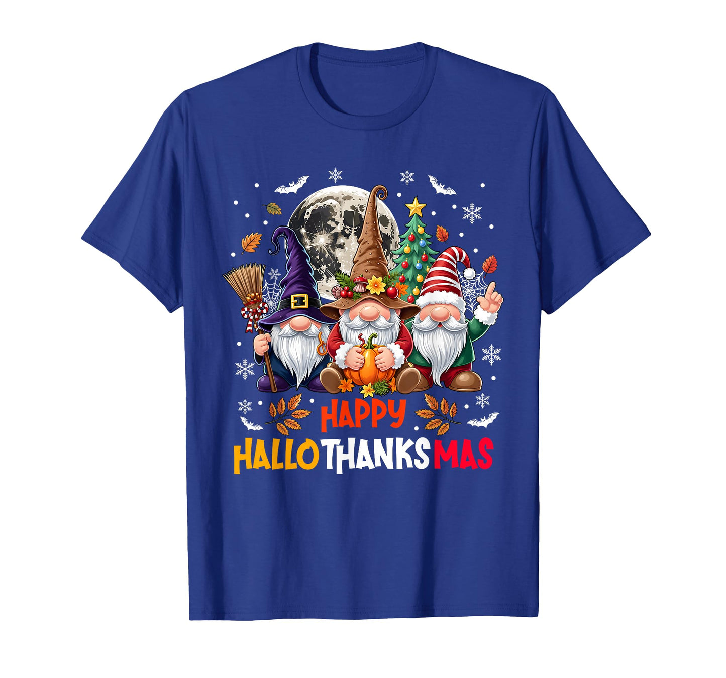 Gnome Hallothanksmas Halloween Thanksgiving Christmas T-Shirt