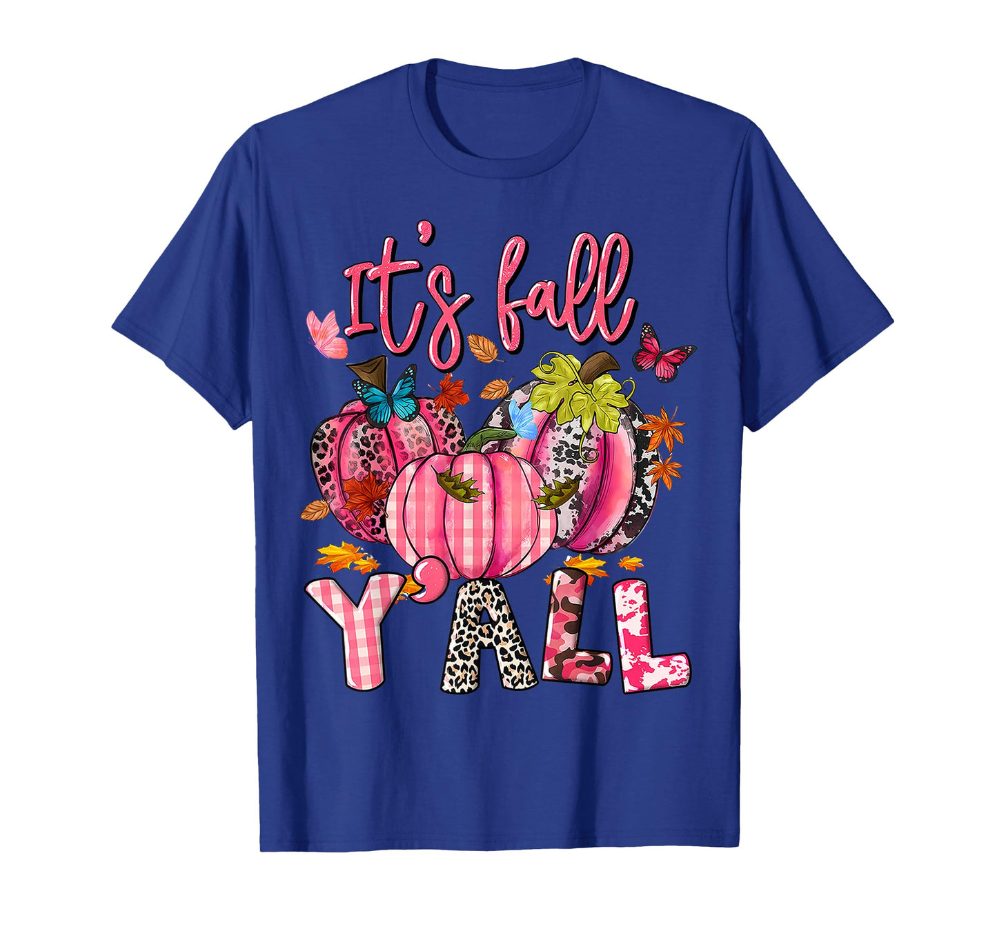 It's Fall Y'all Pumpkins Pink Ribbon Breast Cancer Awareness T-Shirt
