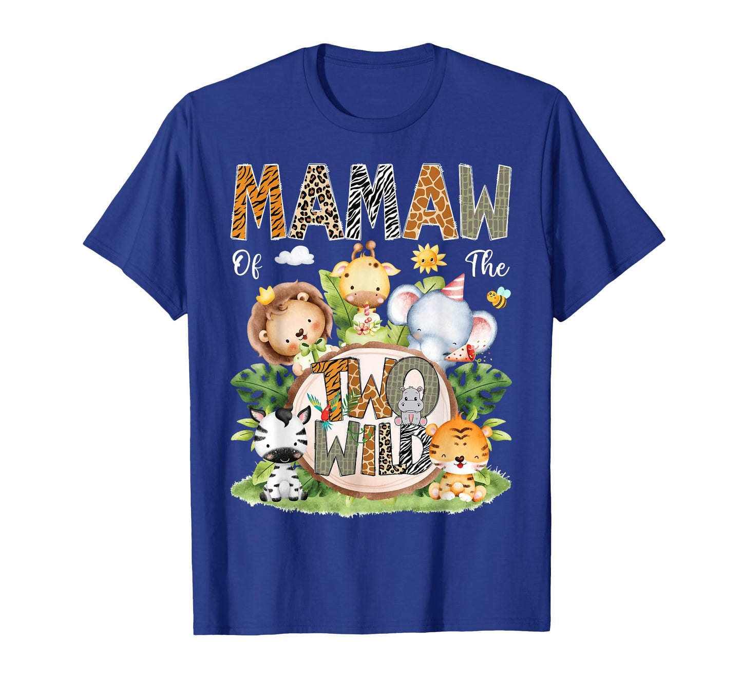 Mamaw Of The Two Wild 2Nd Birthday Kids Safari Jungle T-Shirt
