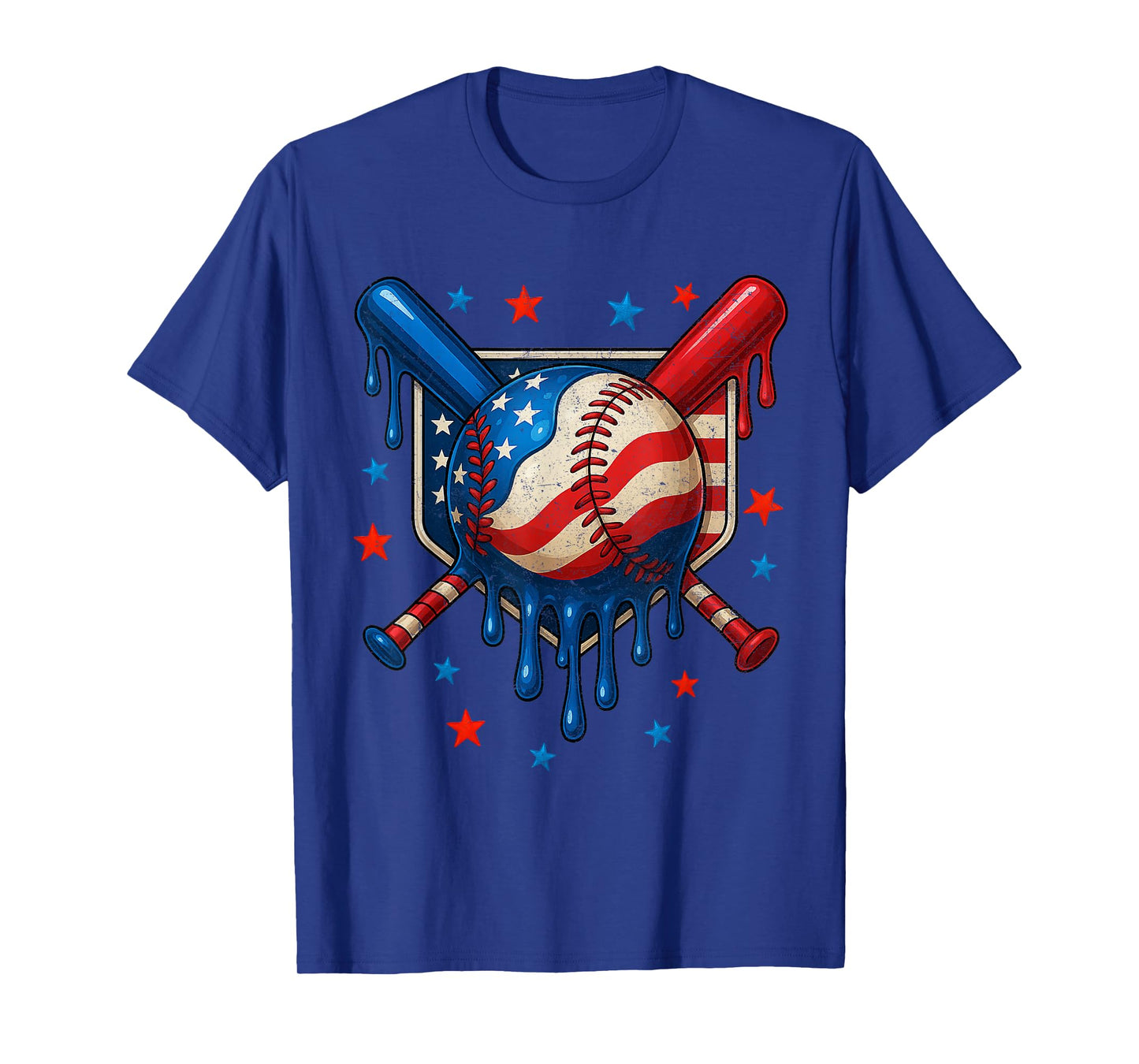 4th Of July Baseball Drip Patriotic American Flag Boys Mens T-Shirt