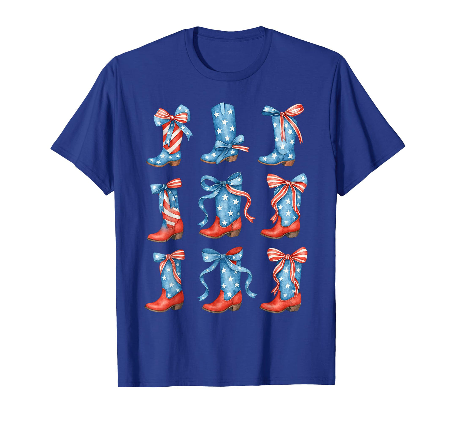 Red White & Blue Patriotic Cowboy Cowgirl Boots 4th Of July T-Shirt