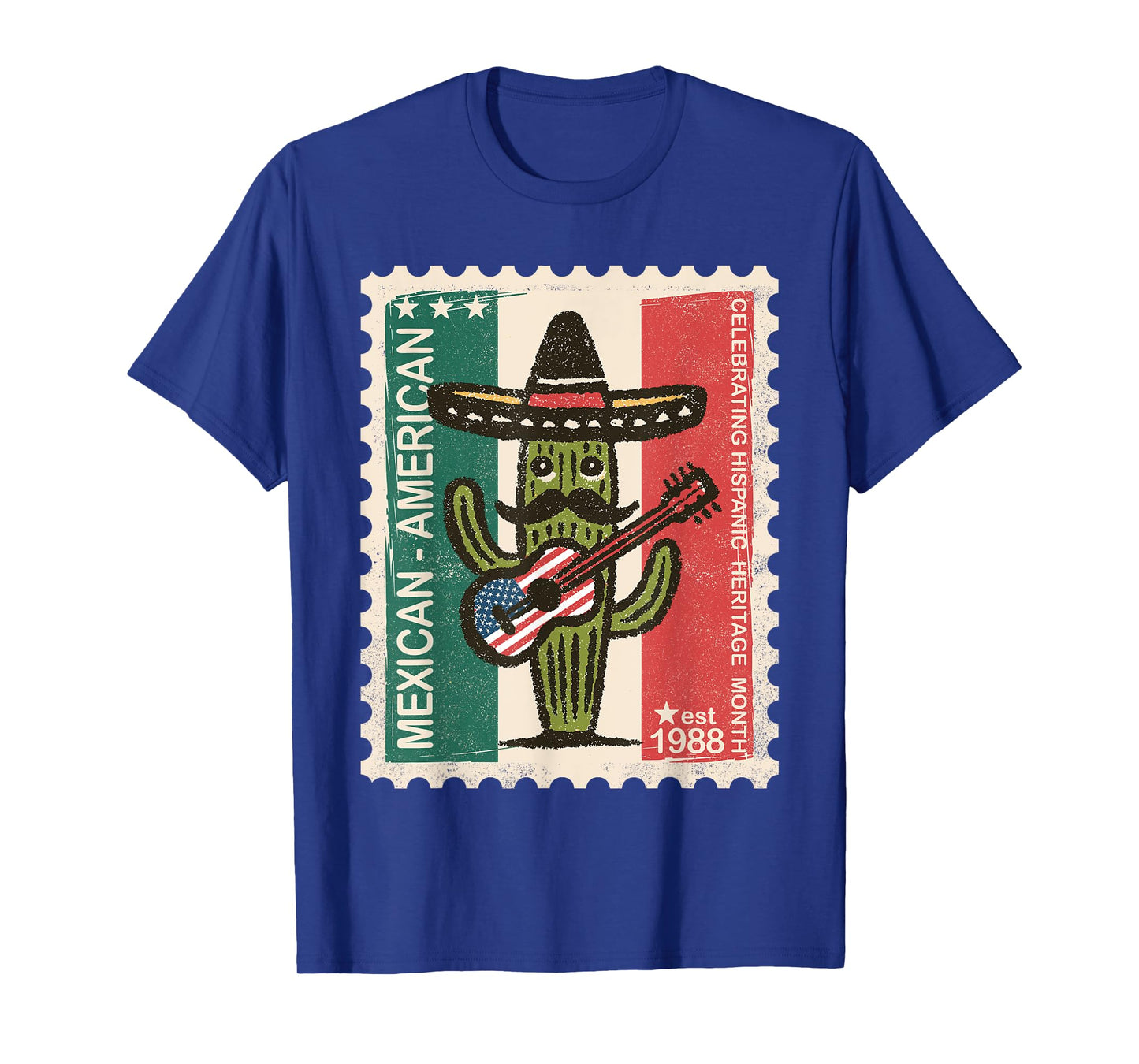 Mexican American Cactus Sombrero Guitar Hispanic Heritage T-Shirt