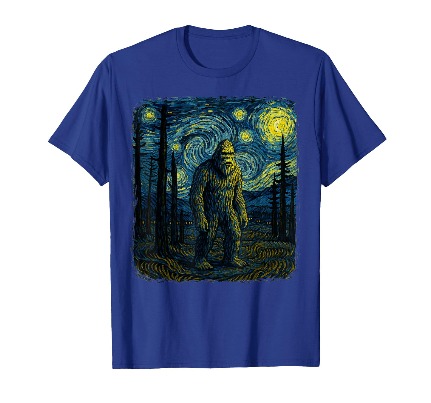 Bigfoot Starry Night Van Gogh Funny Gifts Men Women Boy Kid T-Shirt