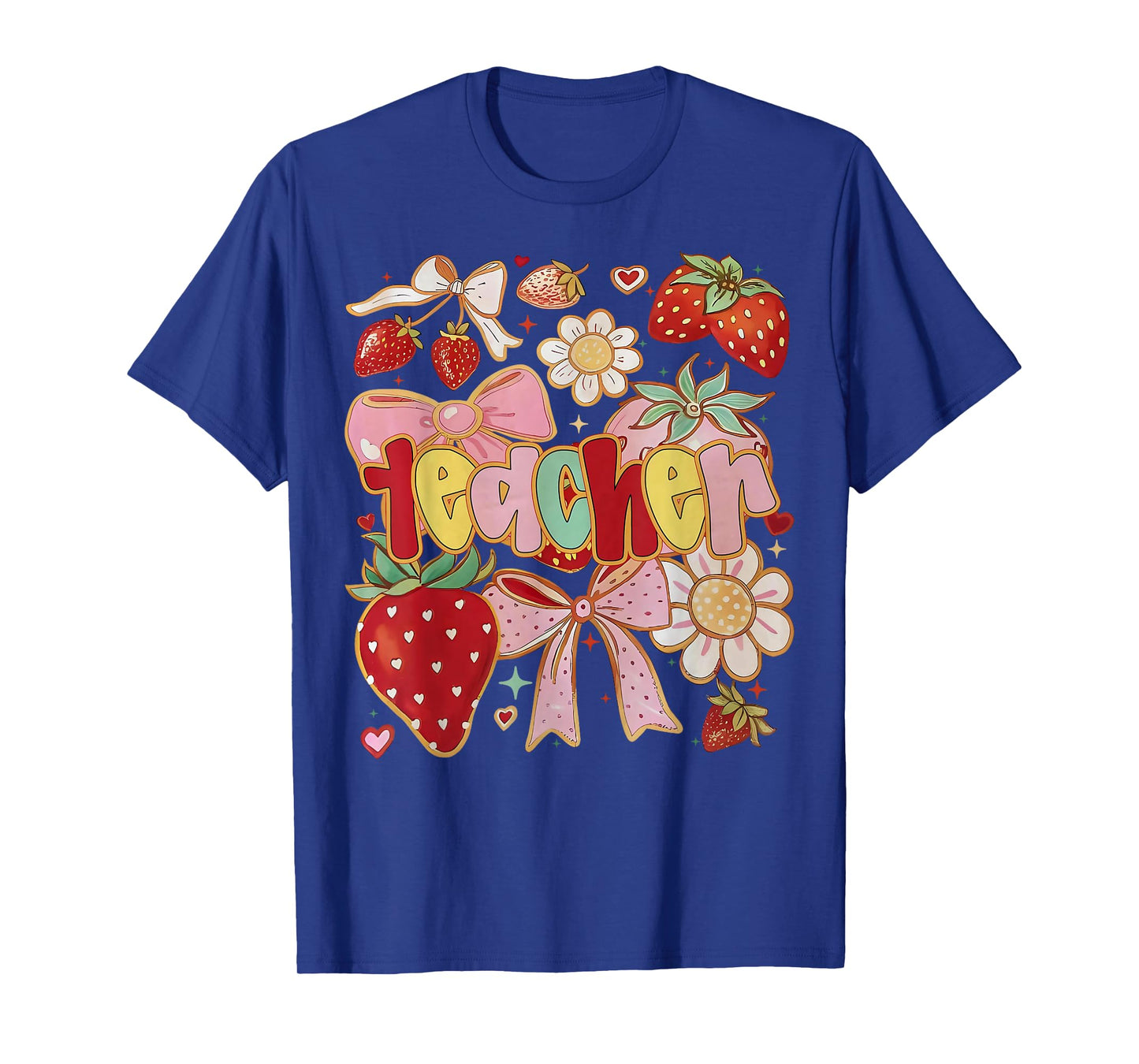 Teacher Strawberry Coquette Bow Teacher Life Back to School T-Shirt