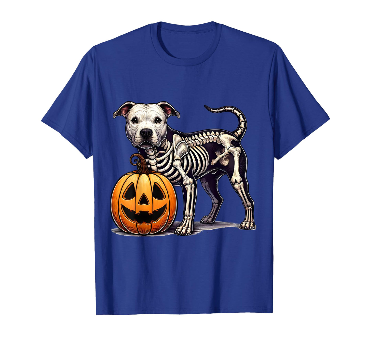 Pit bull Skeleton Jack O Lantern Funny Dog Halloween Men Women Girls Kids T-Shirt