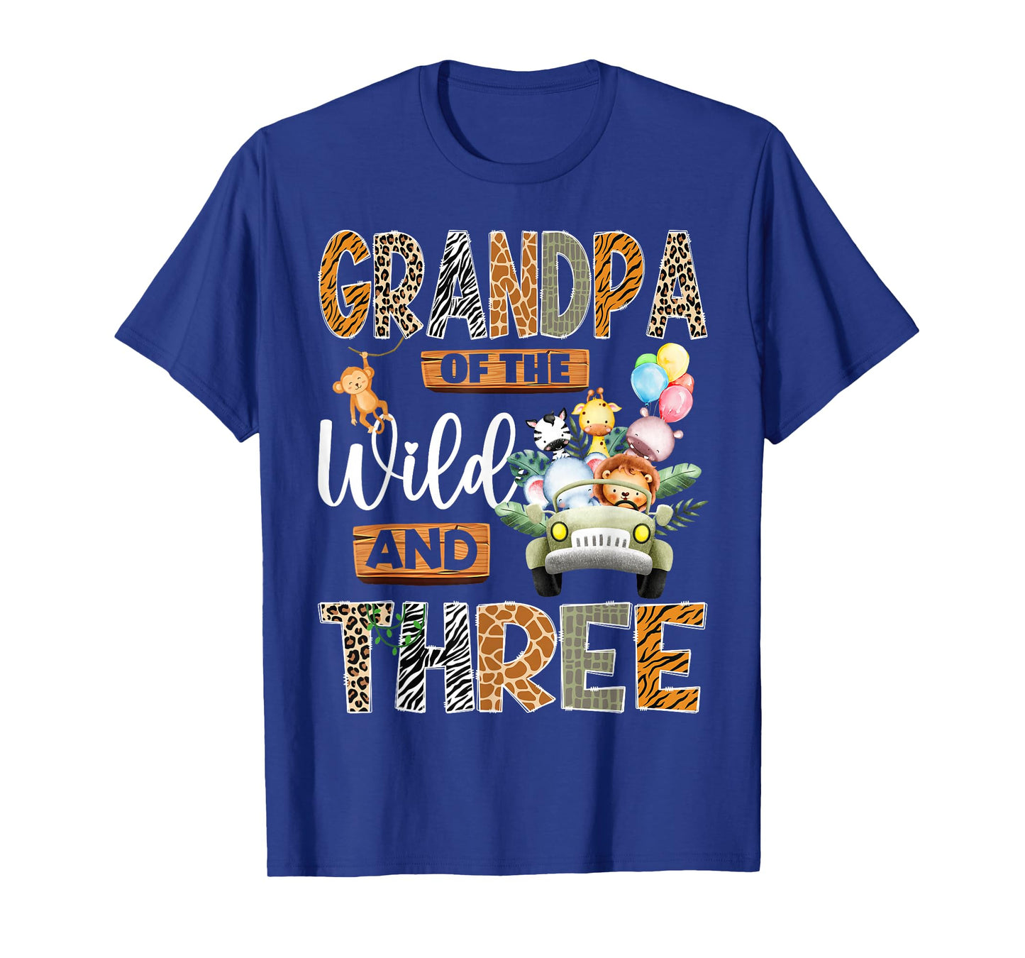 Grandpa of The Wild and Three 3Rd Birthday Boy Safari Truck T-Shirt
