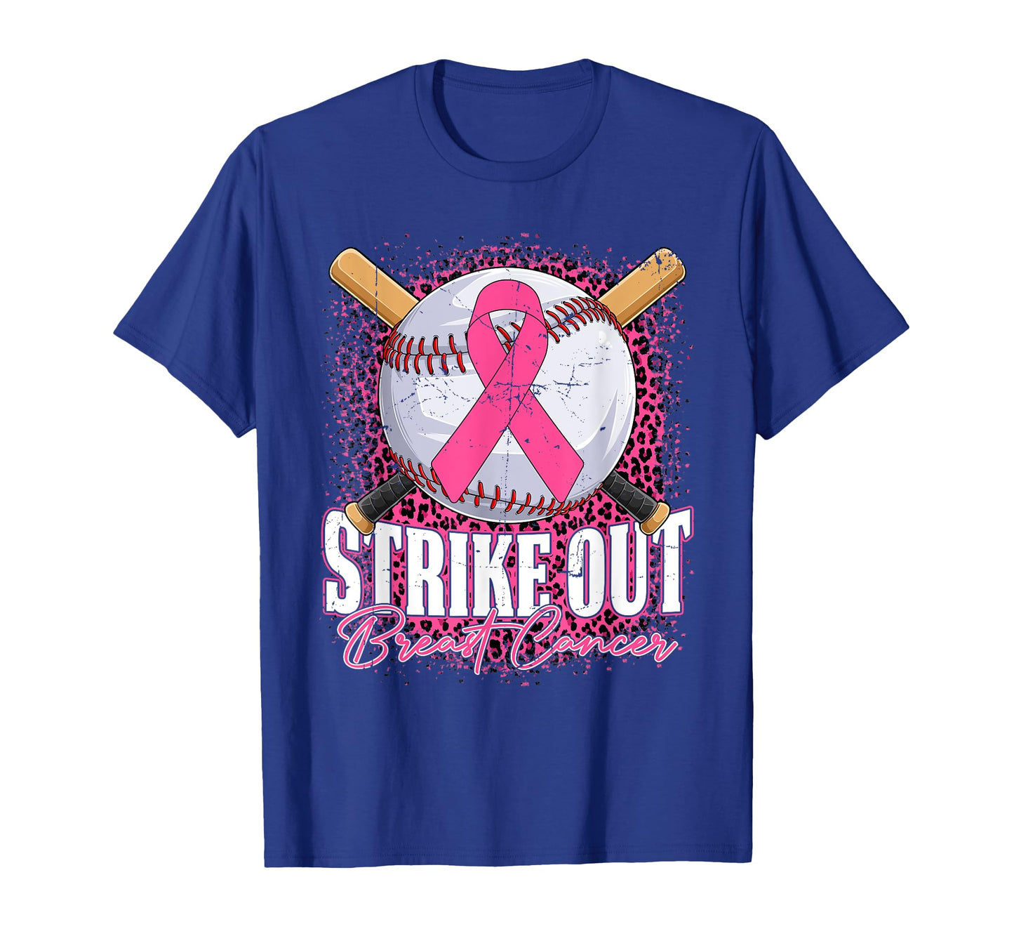 Strike Out Breast Cancer Baseball Ball & Pink Ribbon Women T-Shirt