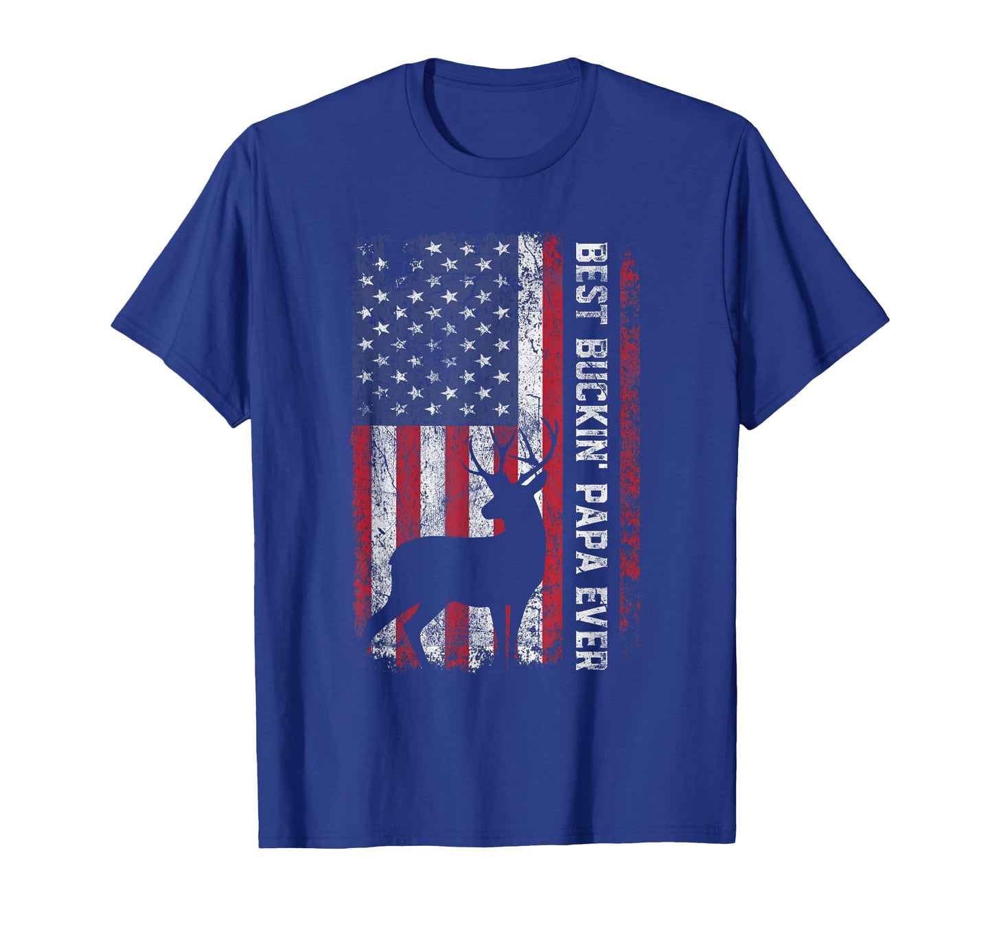 USA Flag Best Buckin Papa Ever Deer Hunting Fathers Day Men T-Shirt