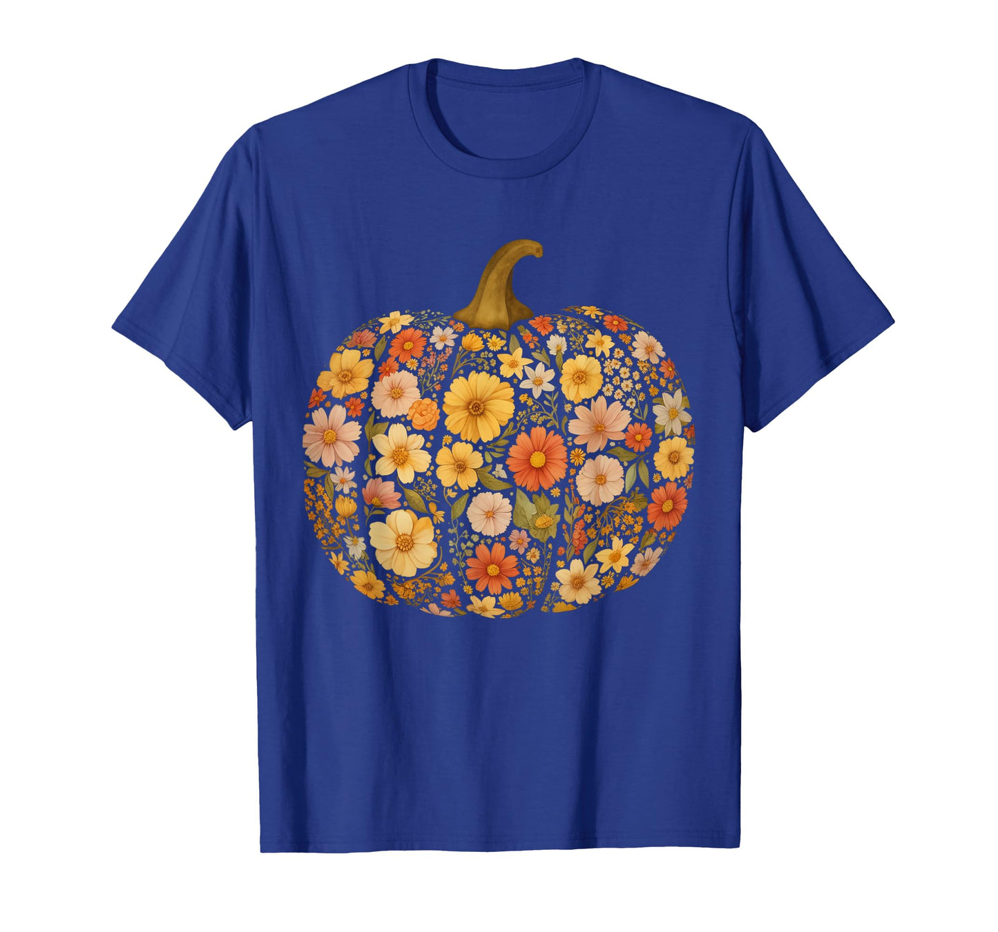 Pumpkin Floral Autumn Fall Season Wildflower Thanksgiving T-Shirt
