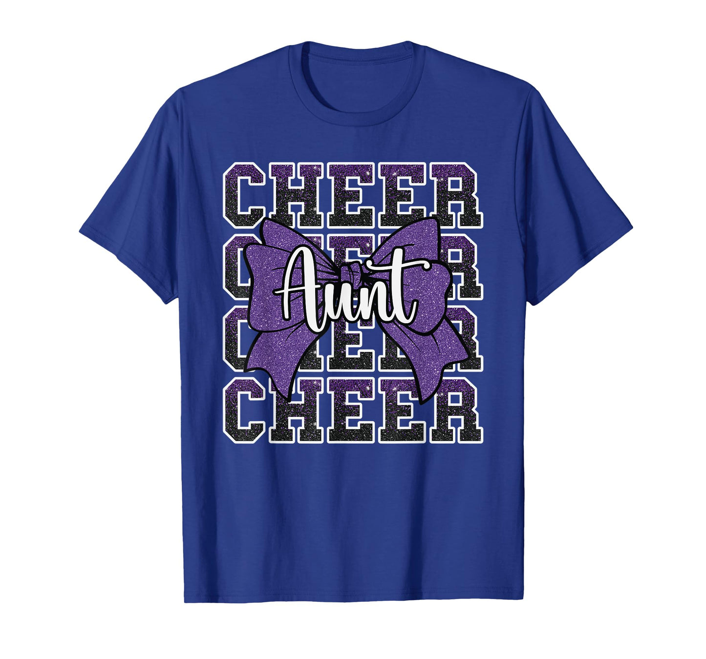 Cheer Aunt Auntie Bow Sport Cheerleader Cheerleading Purple T-Shirt