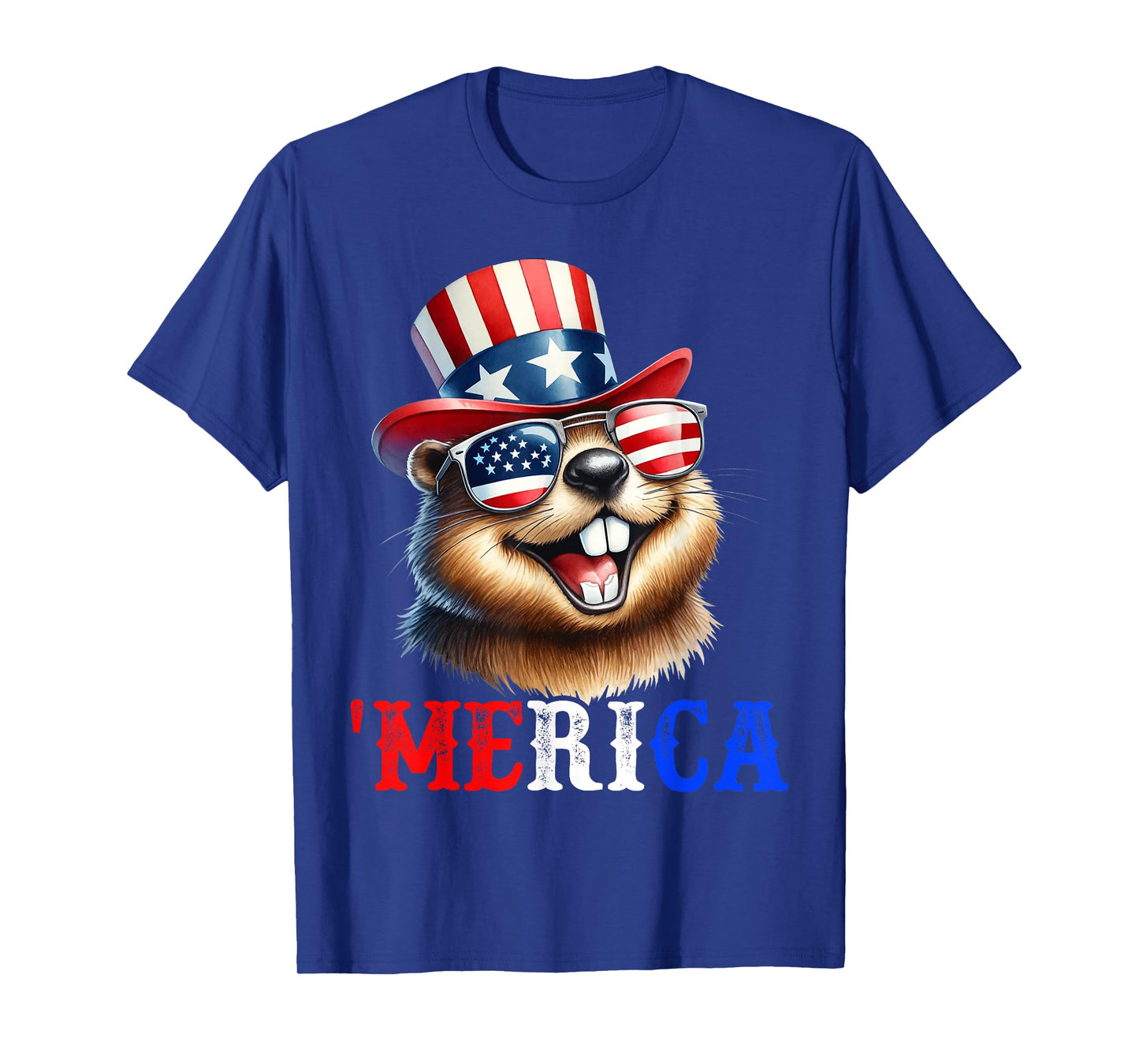 Merica North American Beaver Patriotic 4th of July Men Women T-Shirt