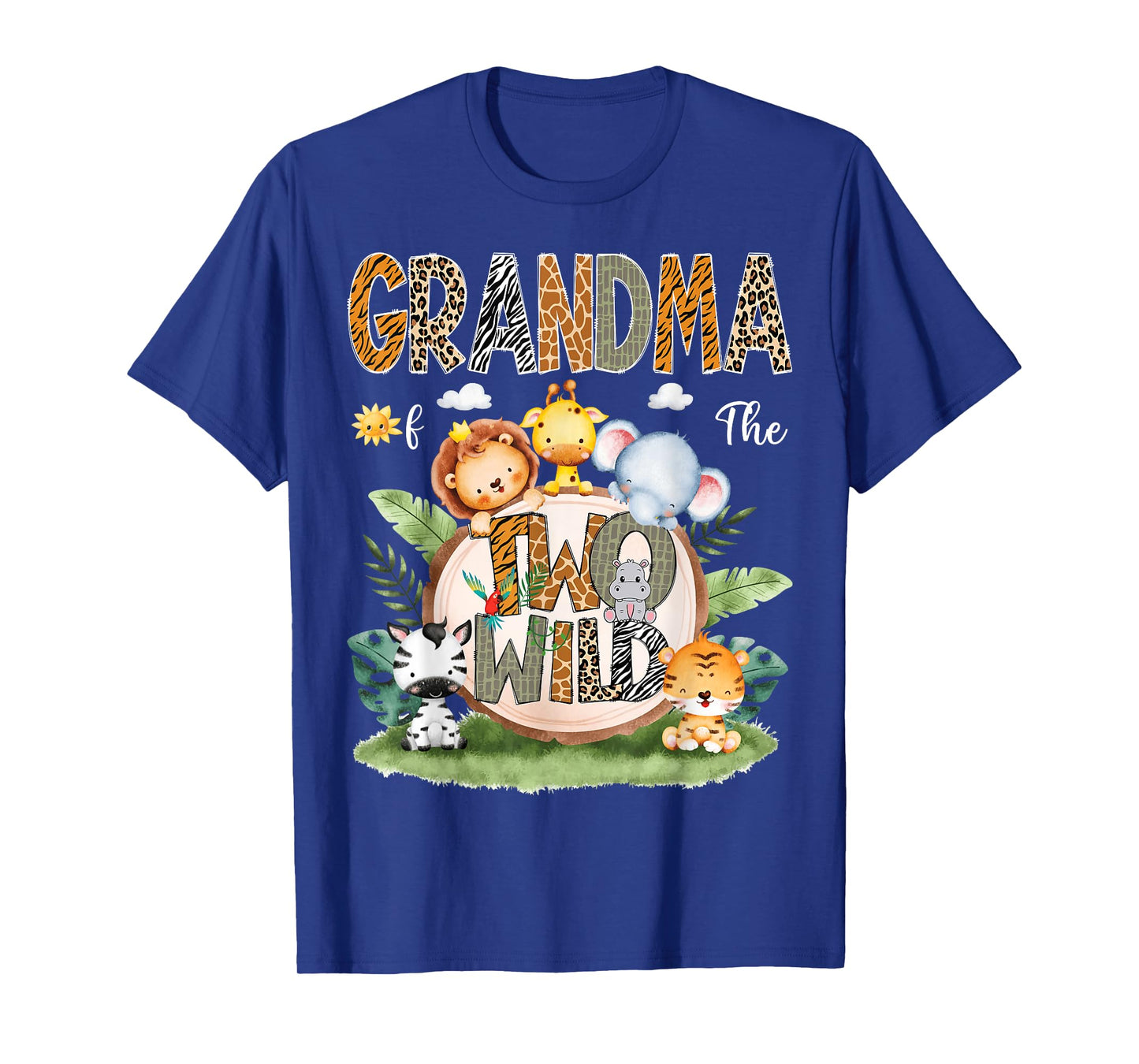 Grandma Of The Two Wild 2Nd Birthday Safari Animal Lover T-Shirt