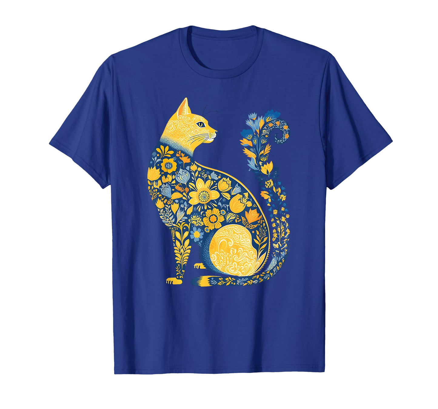Ukrainian Cat Cute Floral Vintage Ukraine Flag & Vyshyvanka T-Shirt