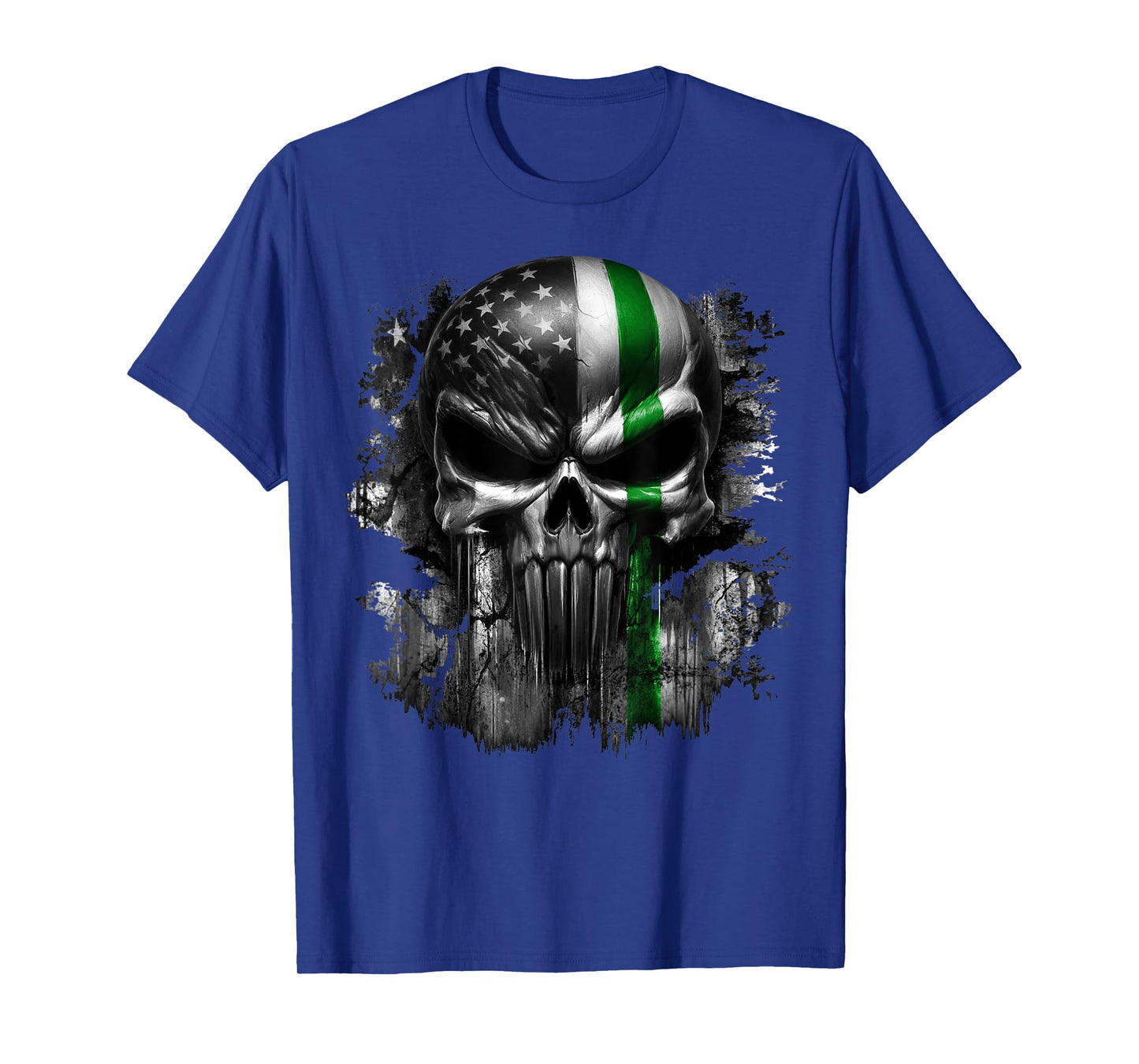 USA American Skull Patriotic Line Flag Grunge Graphic Women Men T-Shirt