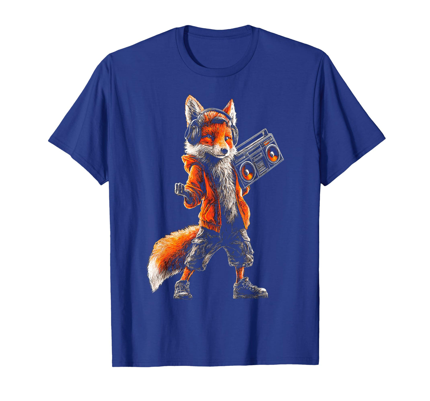 Fox Holds Radio Musc Headphone Motif Animal Artwork Fox T-Shirt