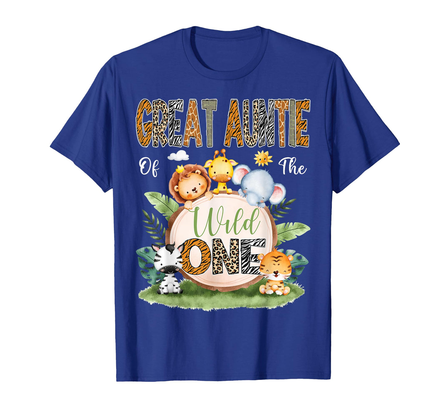 Great Auntie Of The Wild One 1St Birthday Kids Safari Jungle T-Shirt