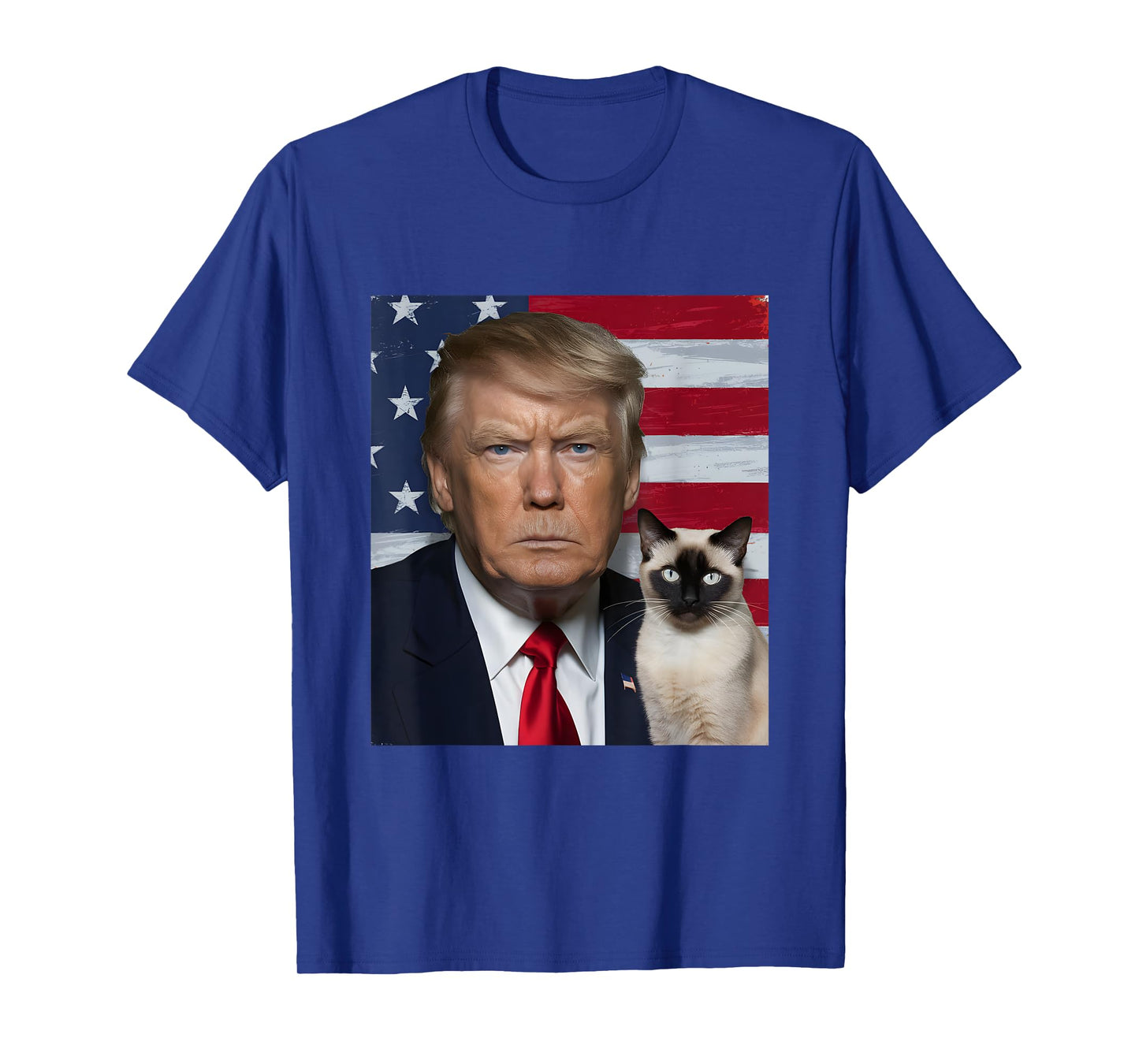 Funny Trump And Siamese Cat Political USA Flag Election 2024 T-Shirt