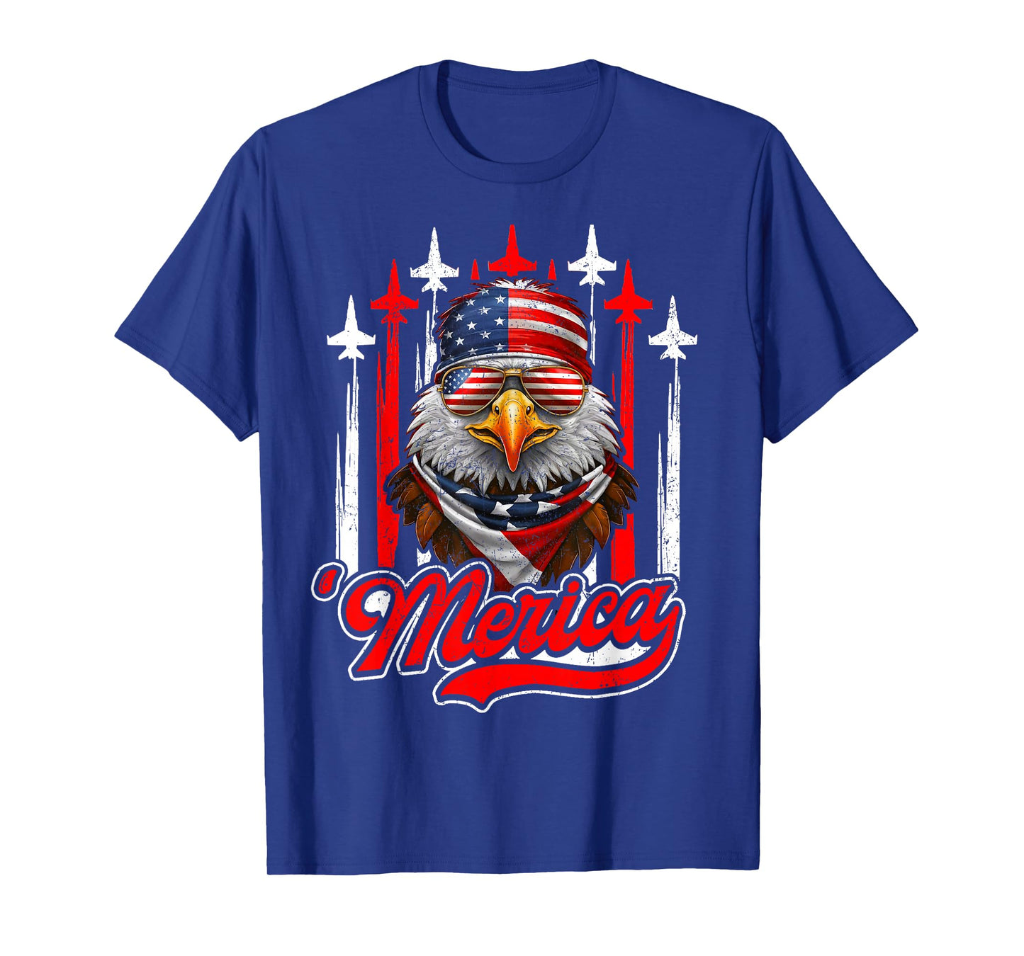 Merica Eagle Airplane 4th Of July American Flag Patriotic T-Shirt